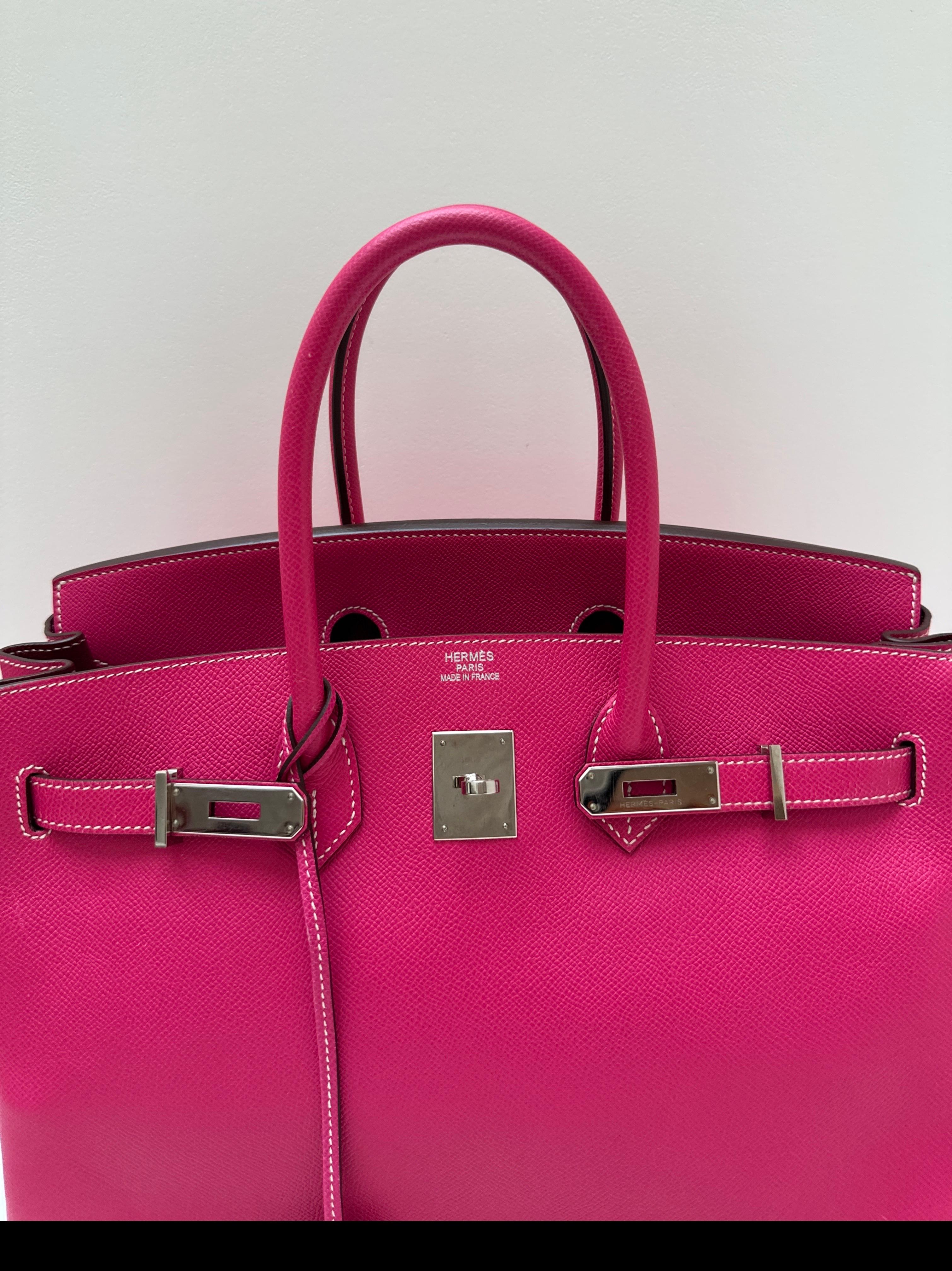 Bolso Hermes Rosa Tyrien Birkin 35 en venta 13