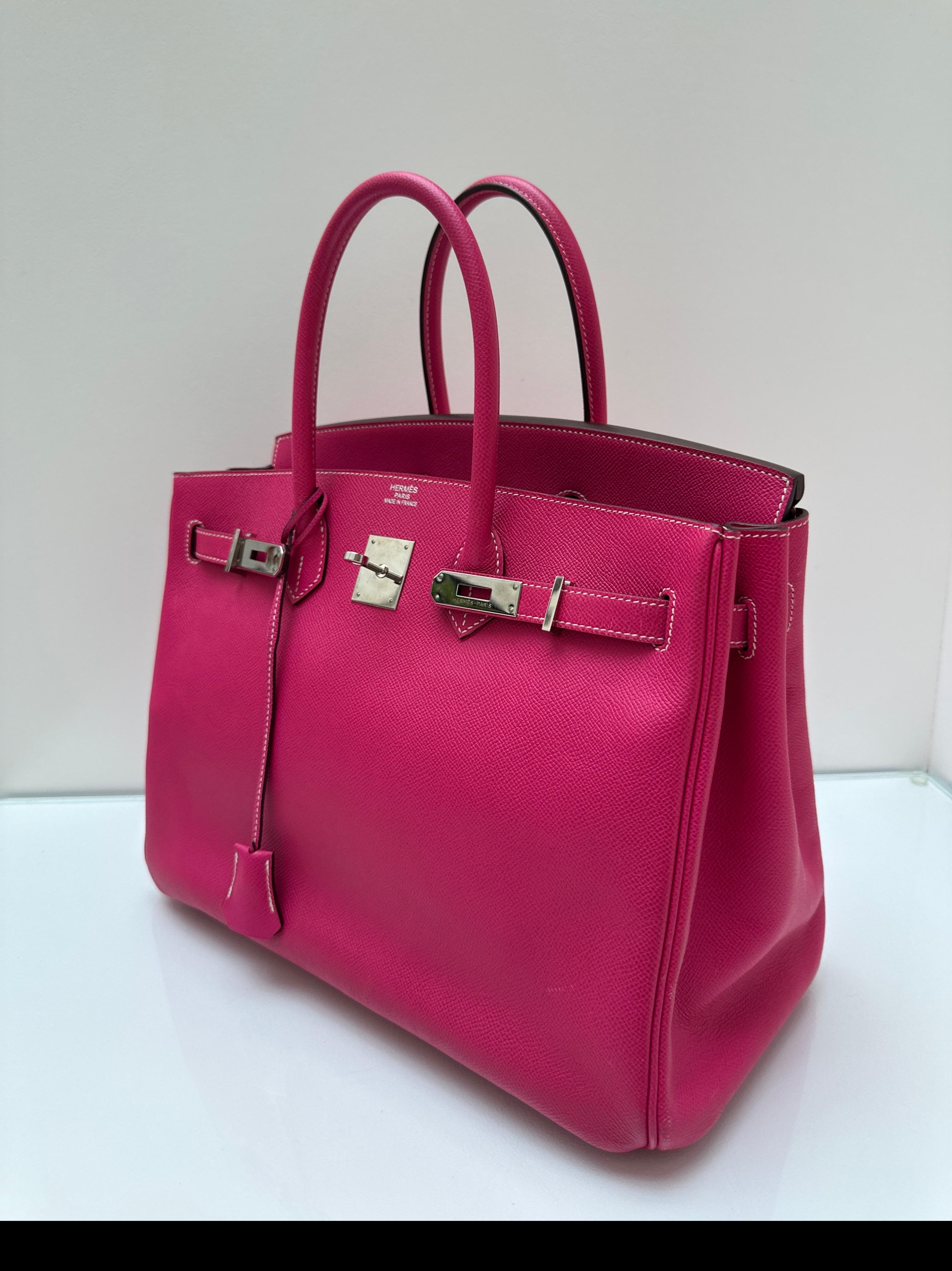 Bolso Hermes Rosa Tyrien Birkin 35 en venta 14