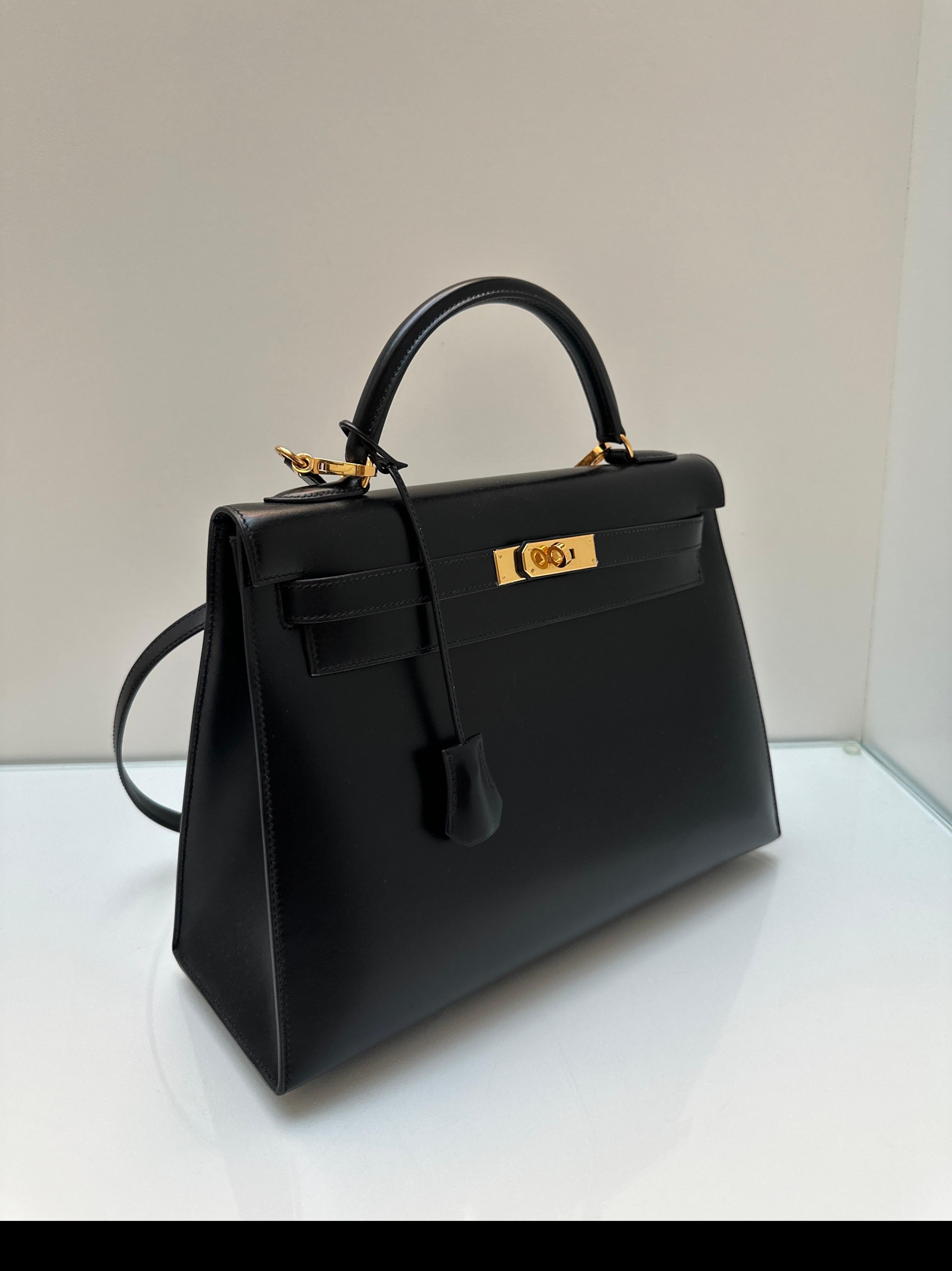 Schwarze Kelly 32 Tasche von Hermès im Angebot 1