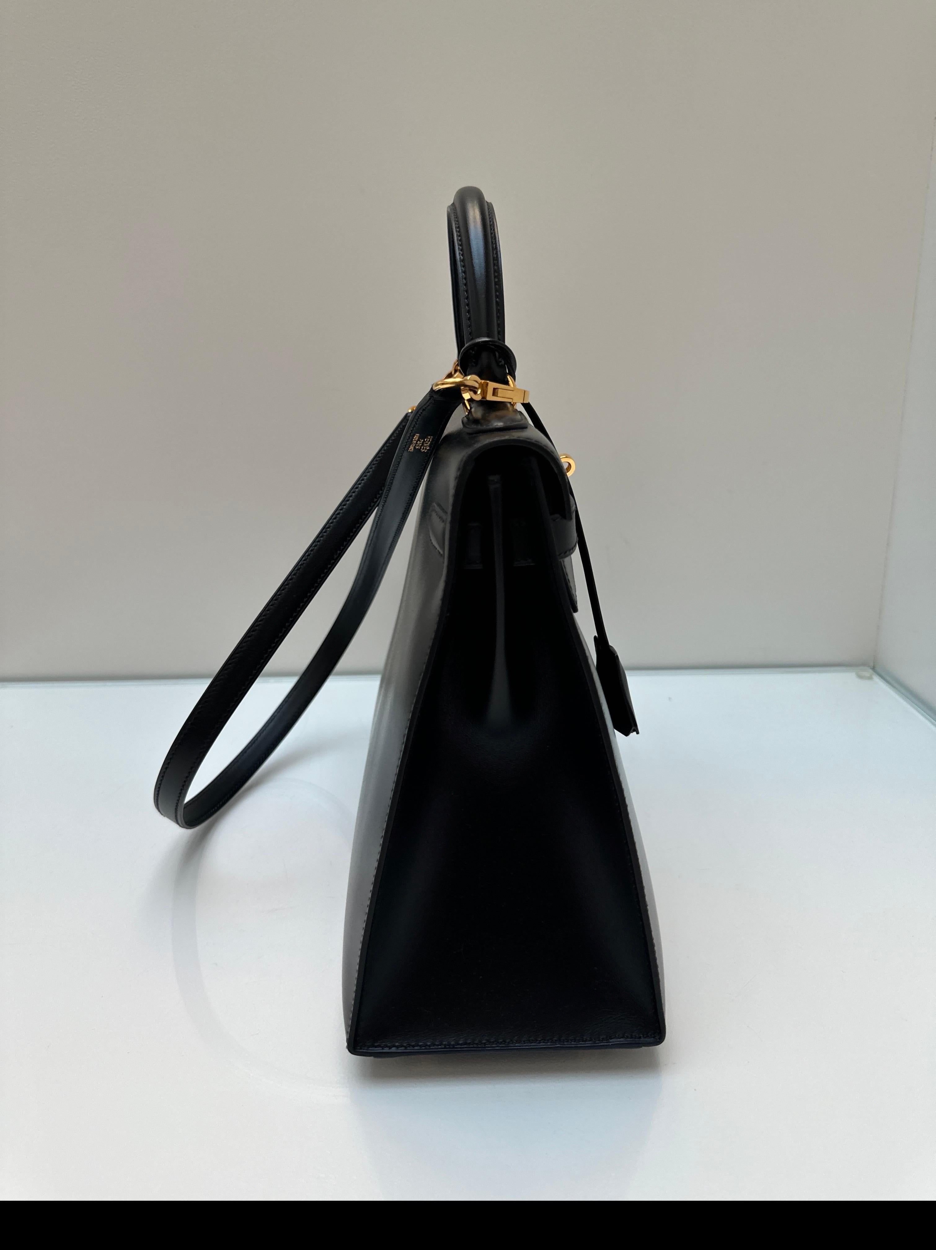 Schwarze Kelly 32 Tasche von Hermès im Angebot 2