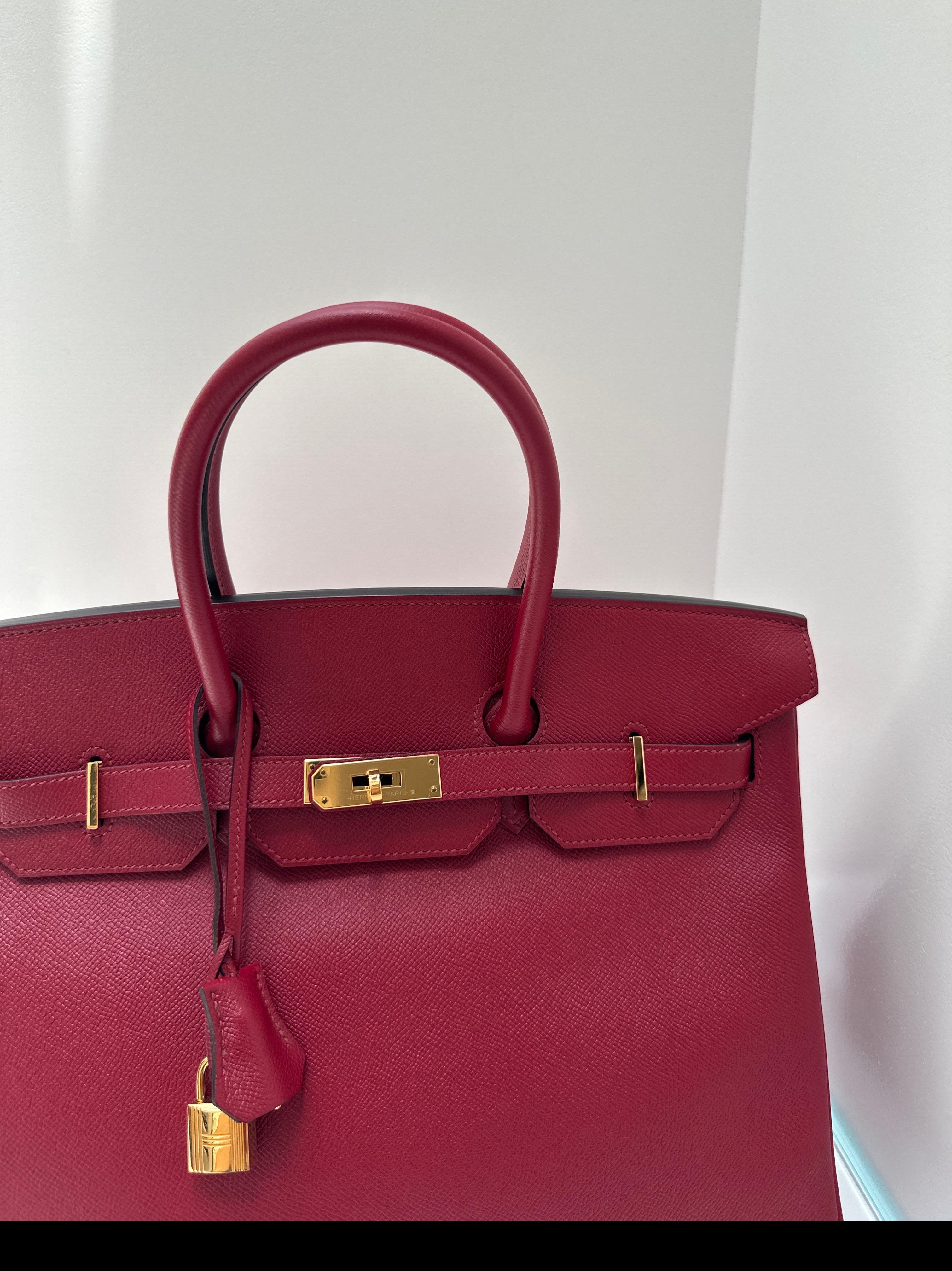 Sac Hermes Rouge Grenat Birkin 35 Excellent état - En vente à Athens, GA