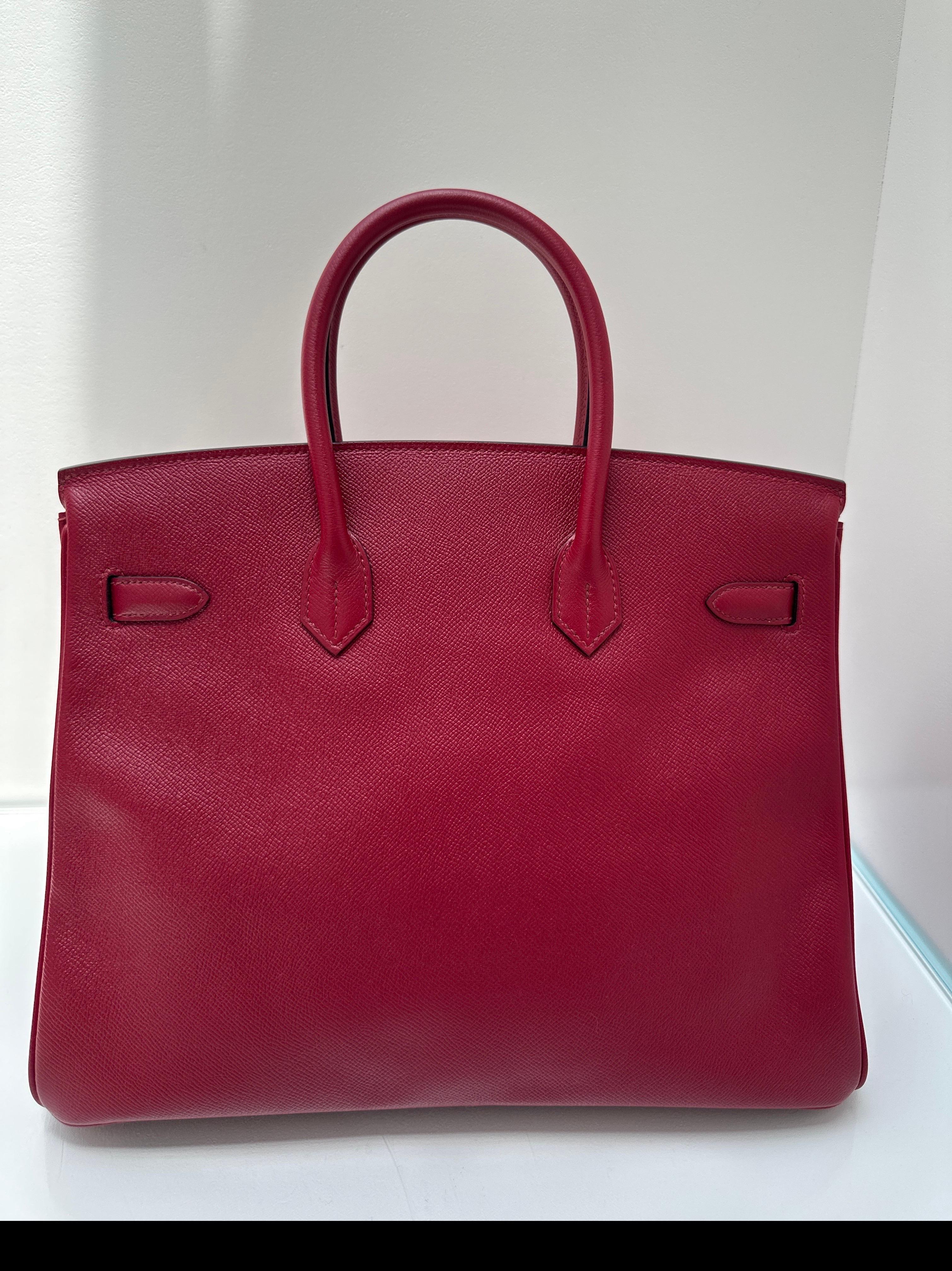Sac Hermes Rouge Grenat Birkin 35 Unisexe en vente