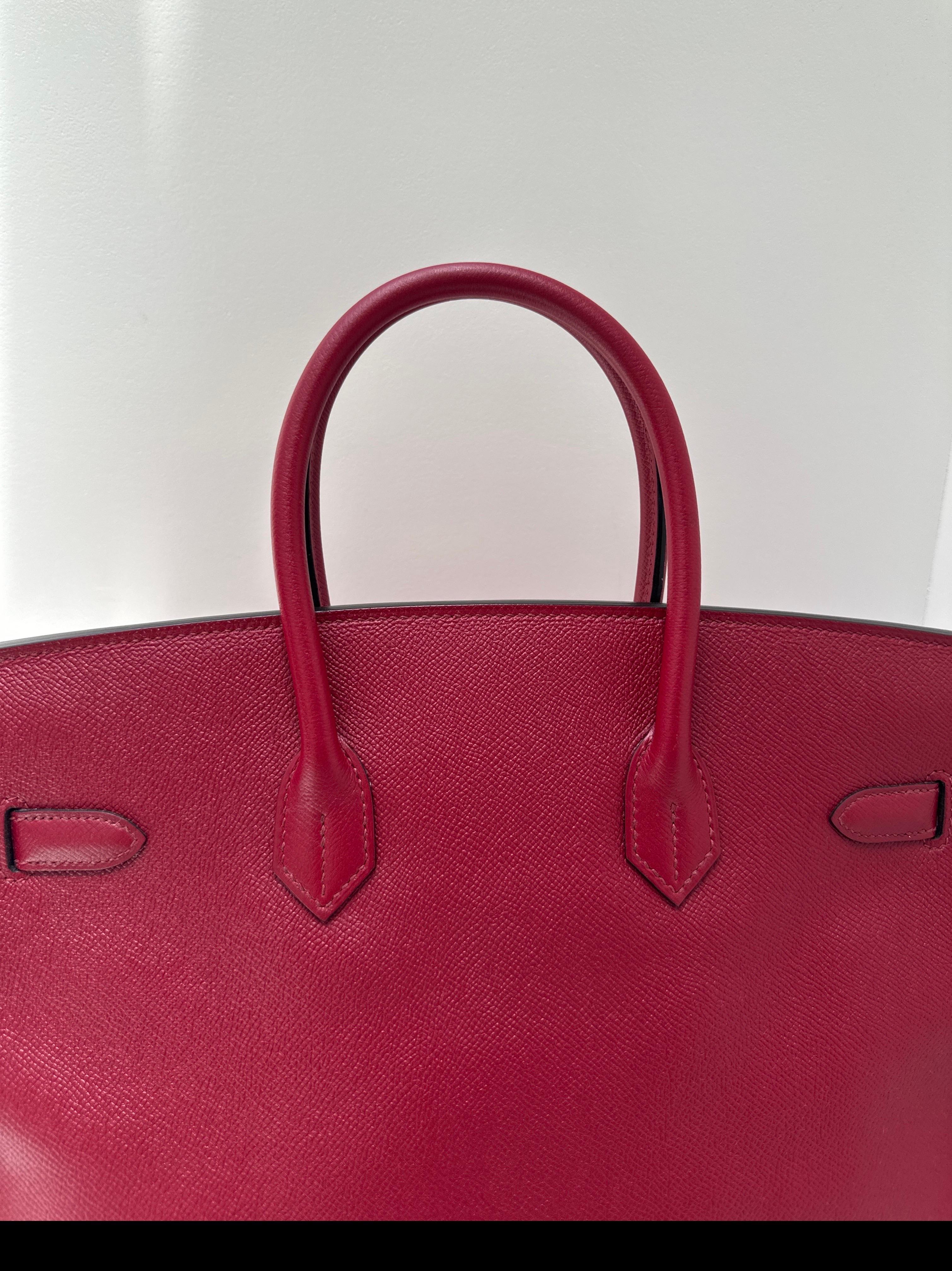 Sac Hermes Rouge Grenat Birkin 35 en vente 1