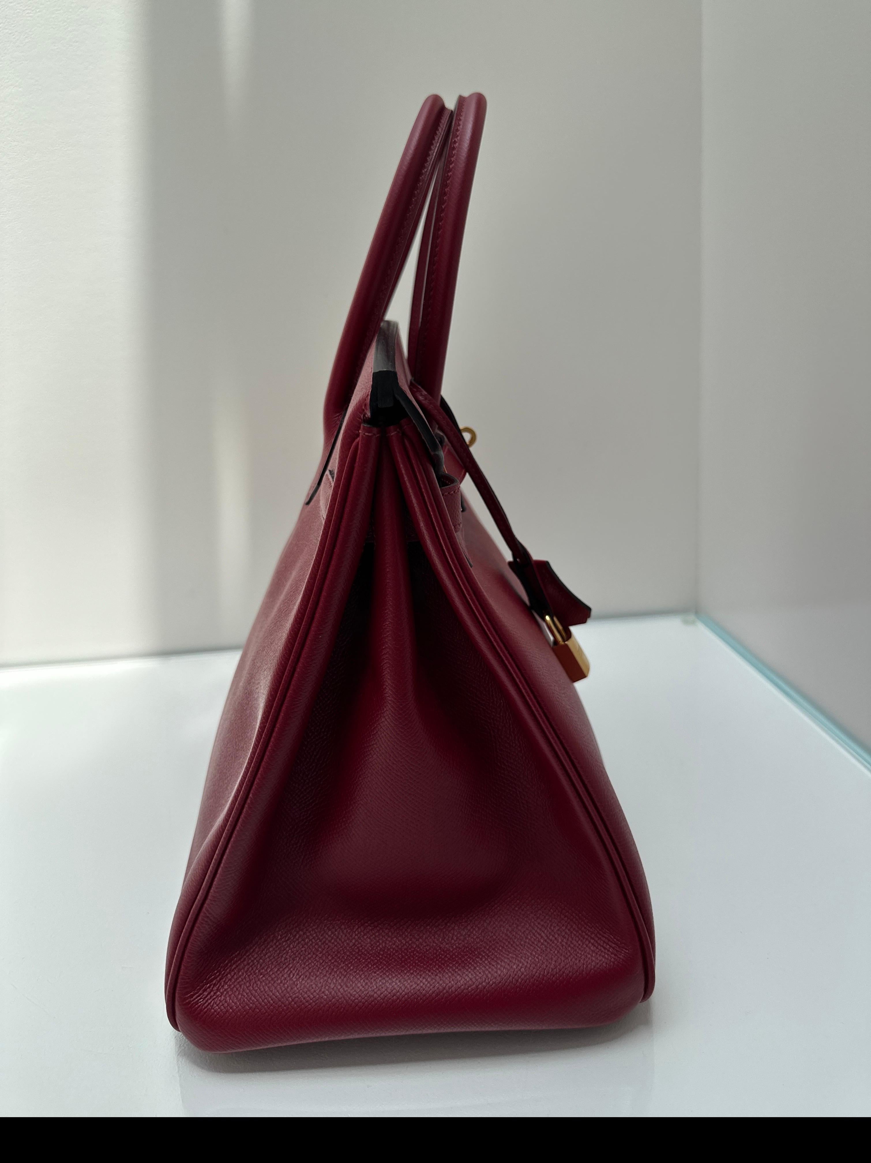 Sac Hermes Rouge Grenat Birkin 35 en vente 2