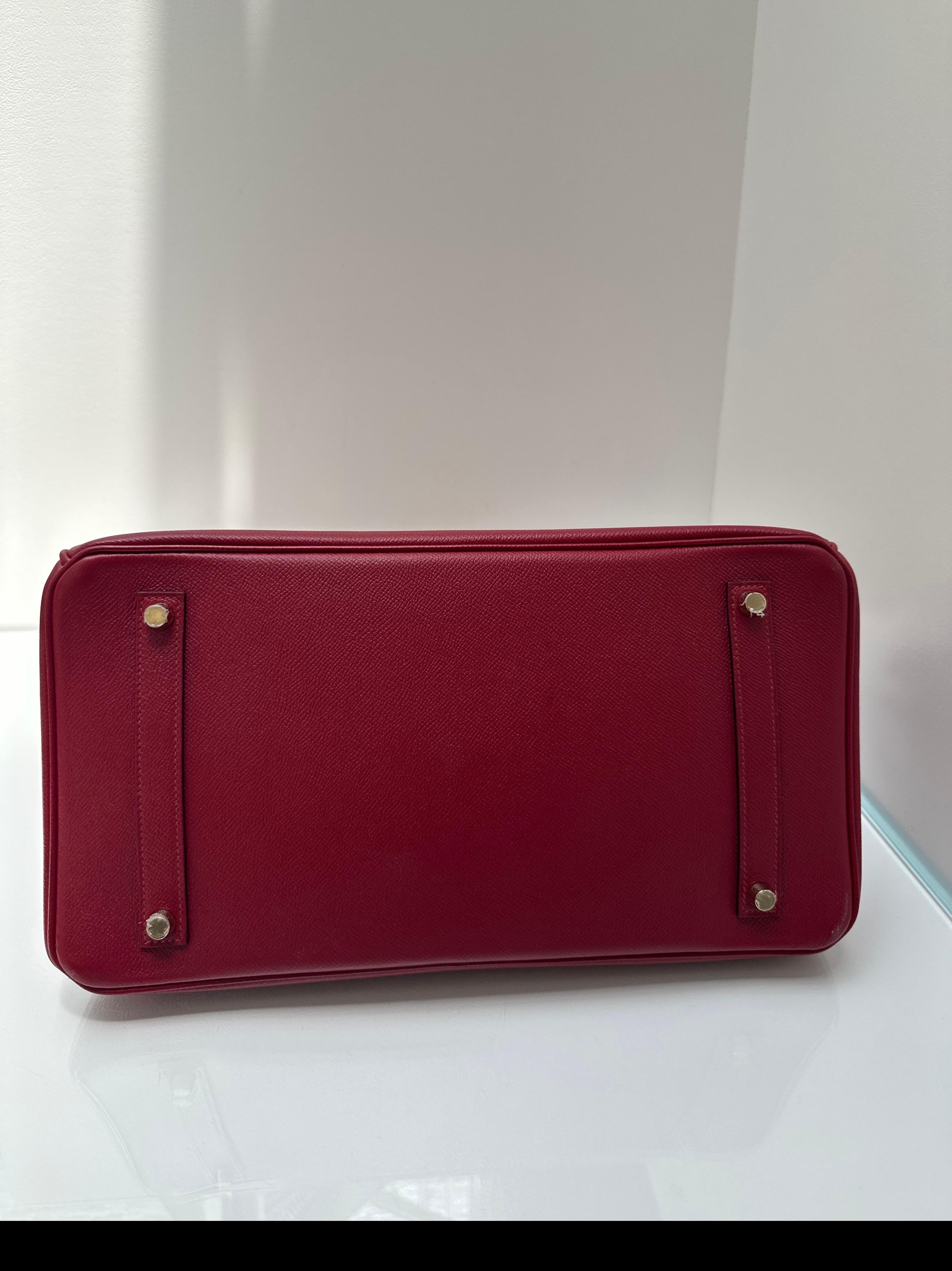 Sac Hermes Rouge Grenat Birkin 35 en vente 3