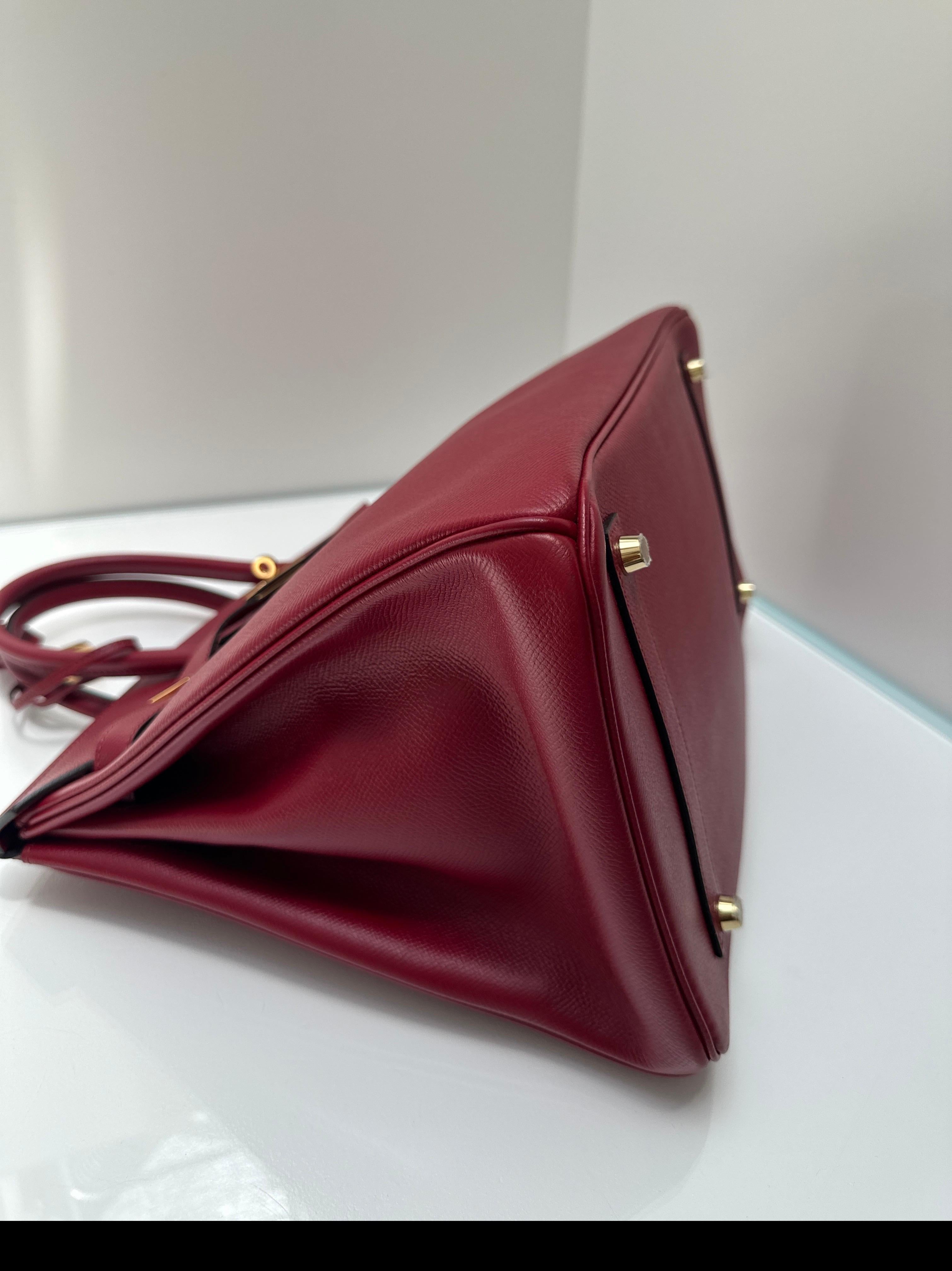 Sac Hermes Rouge Grenat Birkin 35 en vente 4