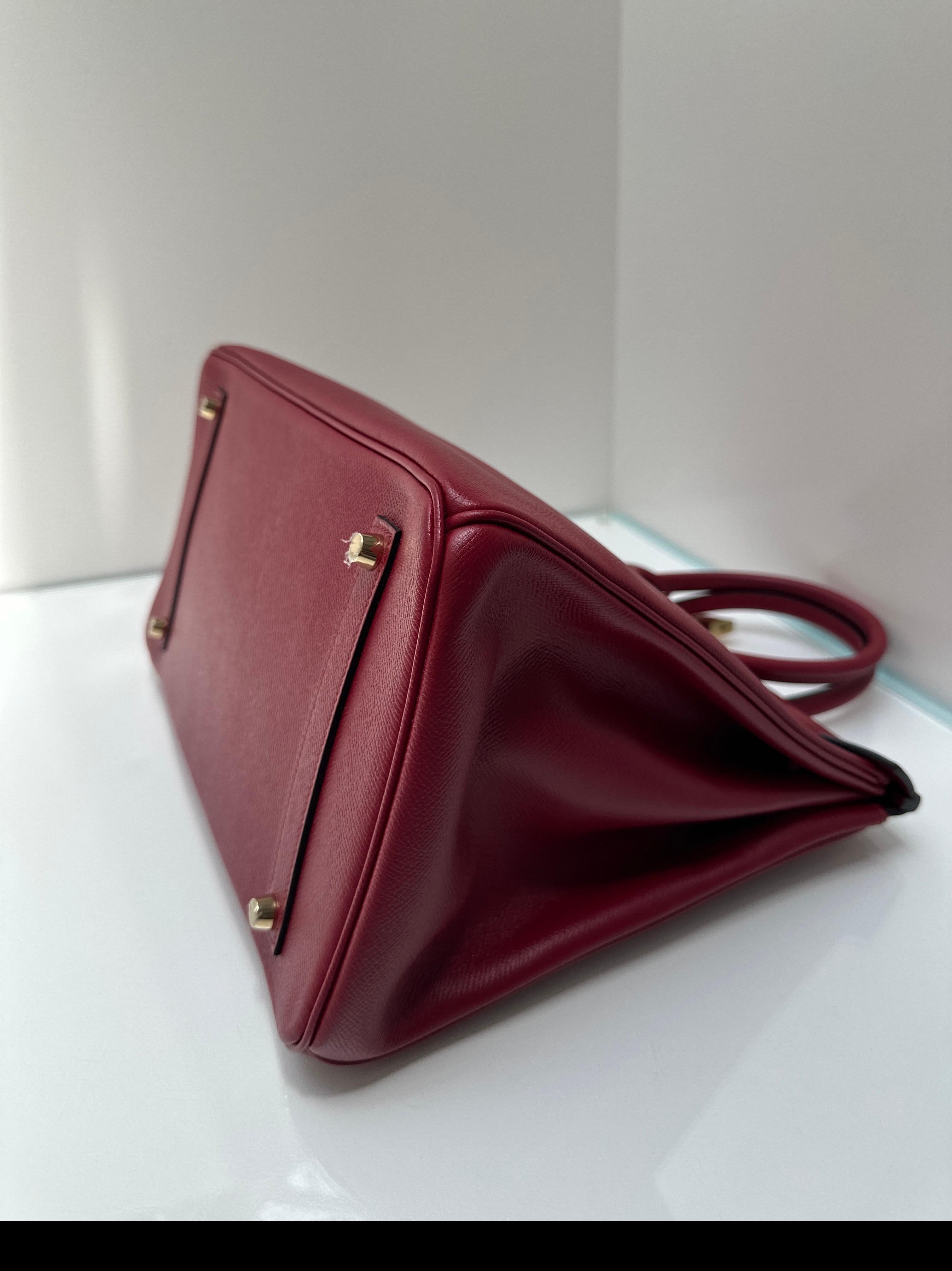Sac Hermes Rouge Grenat Birkin 35 en vente 5
