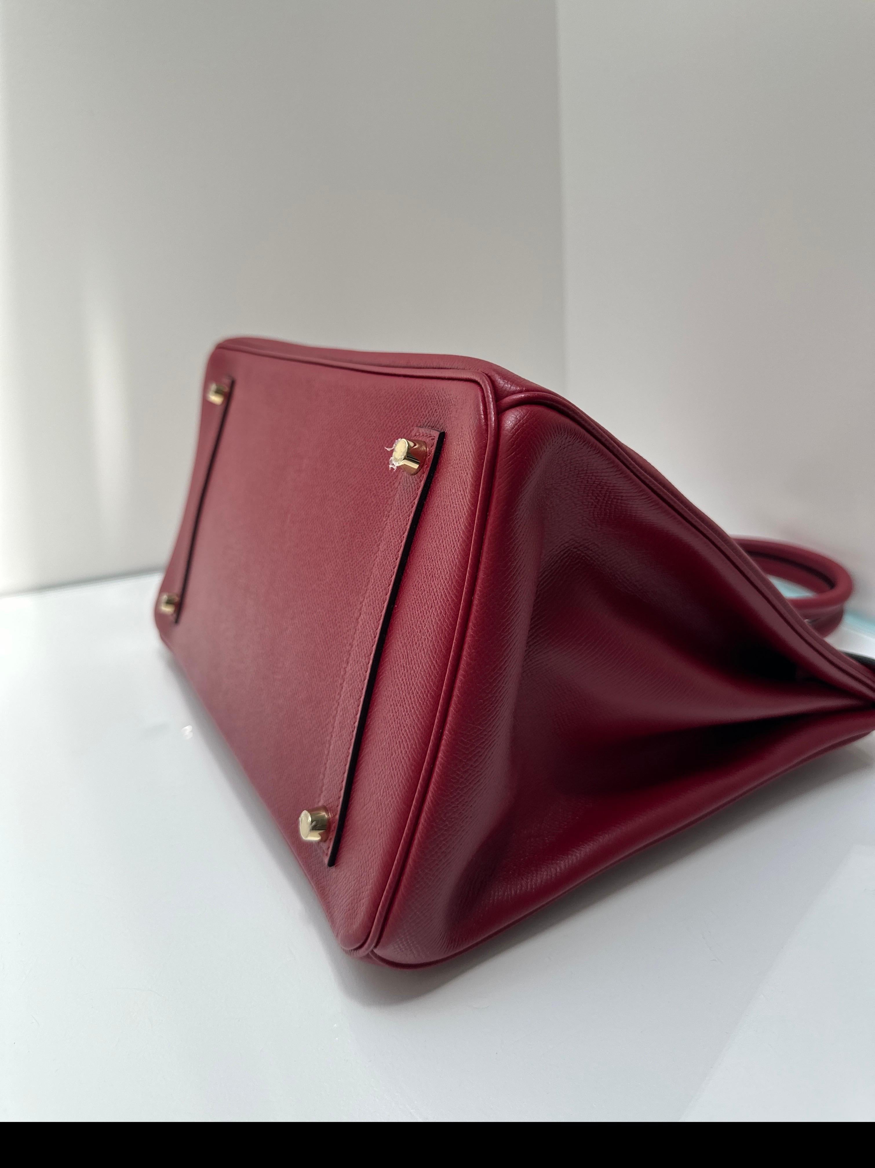 Sac Hermes Rouge Grenat Birkin 35 en vente 6