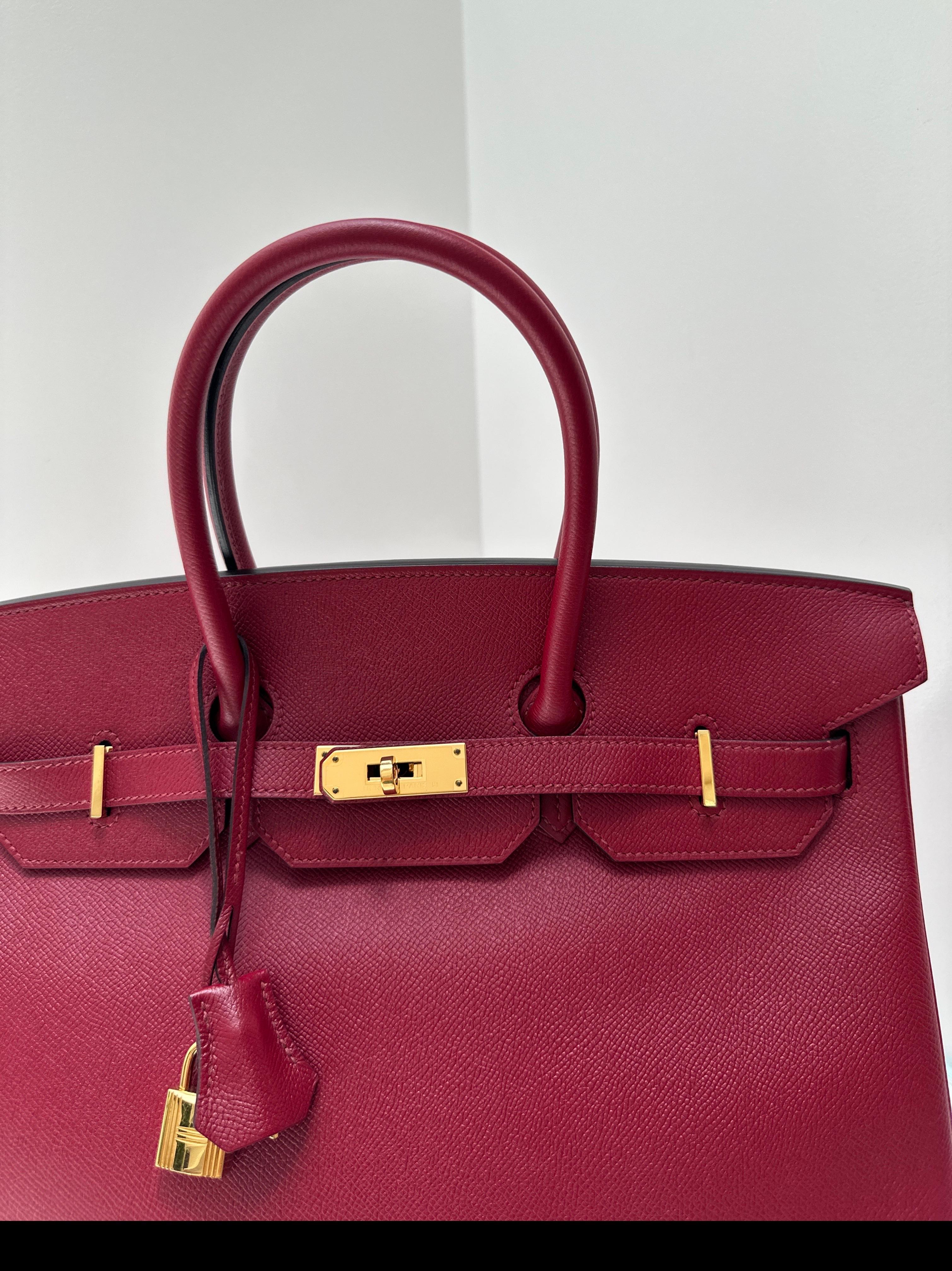 Sac Hermes Rouge Grenat Birkin 35 en vente 7