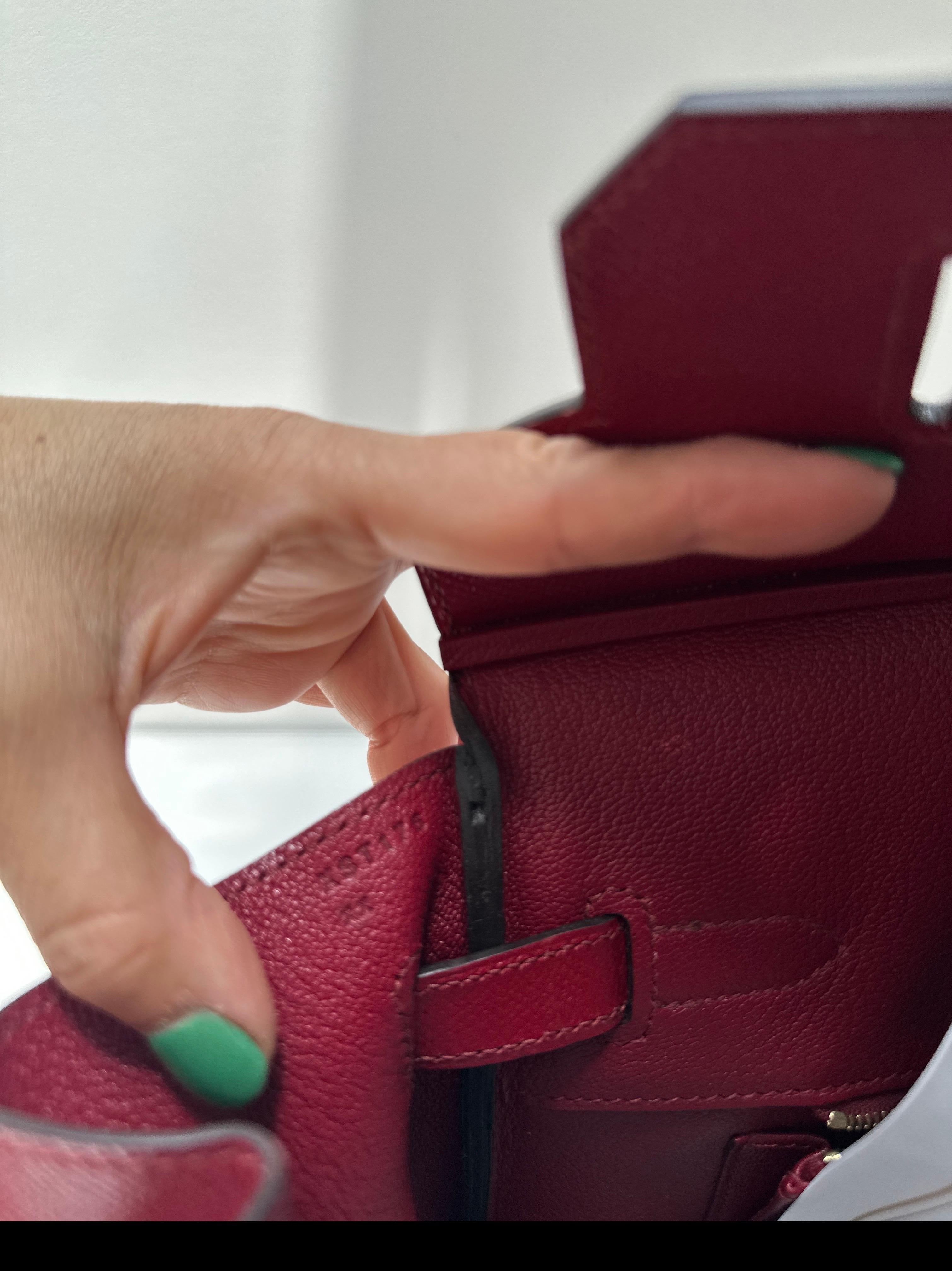 Sac Hermes Rouge Grenat Birkin 35 en vente 8