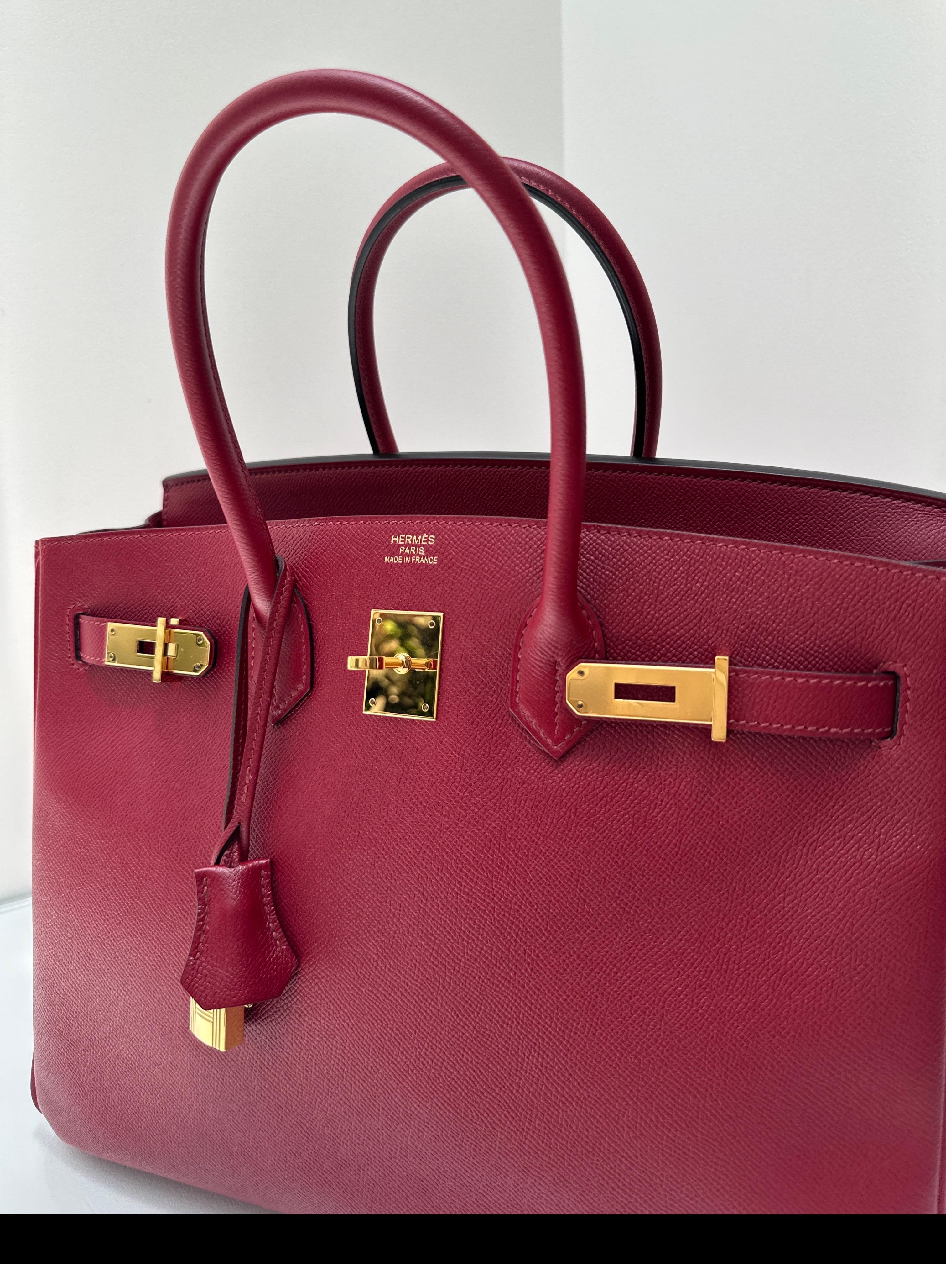 Sac Hermes Rouge Grenat Birkin 35 en vente 13