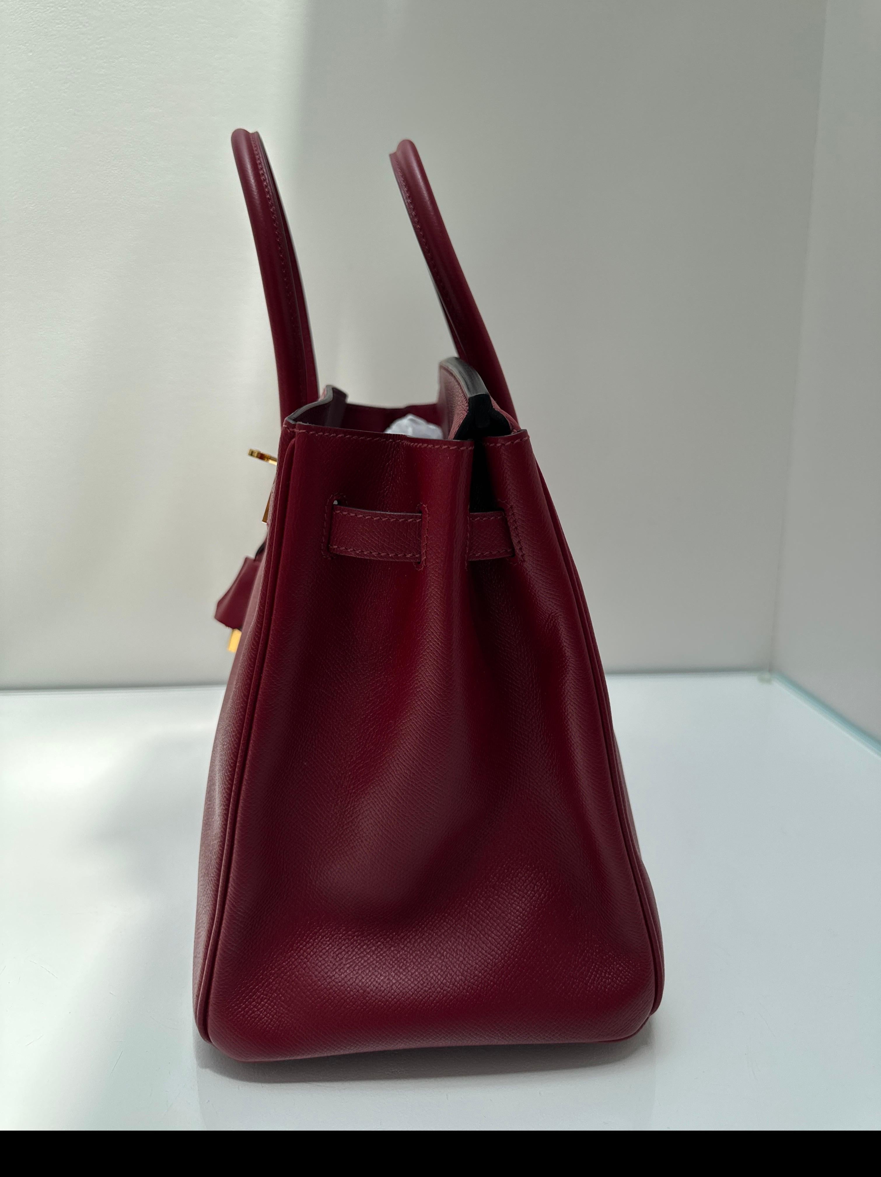 Sac Hermes Rouge Grenat Birkin 35 en vente 14