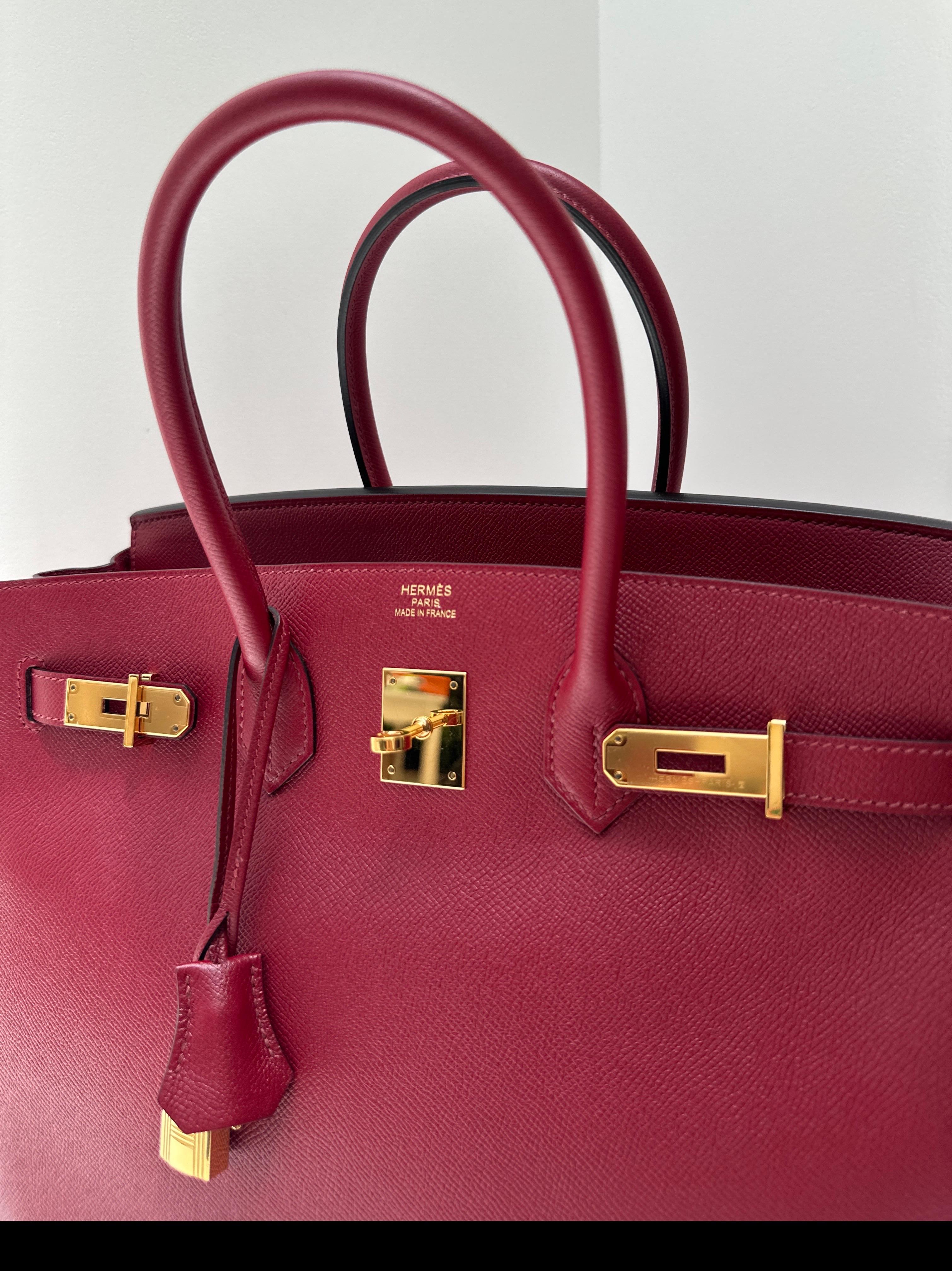 Sac Hermes Rouge Grenat Birkin 35 en vente 15