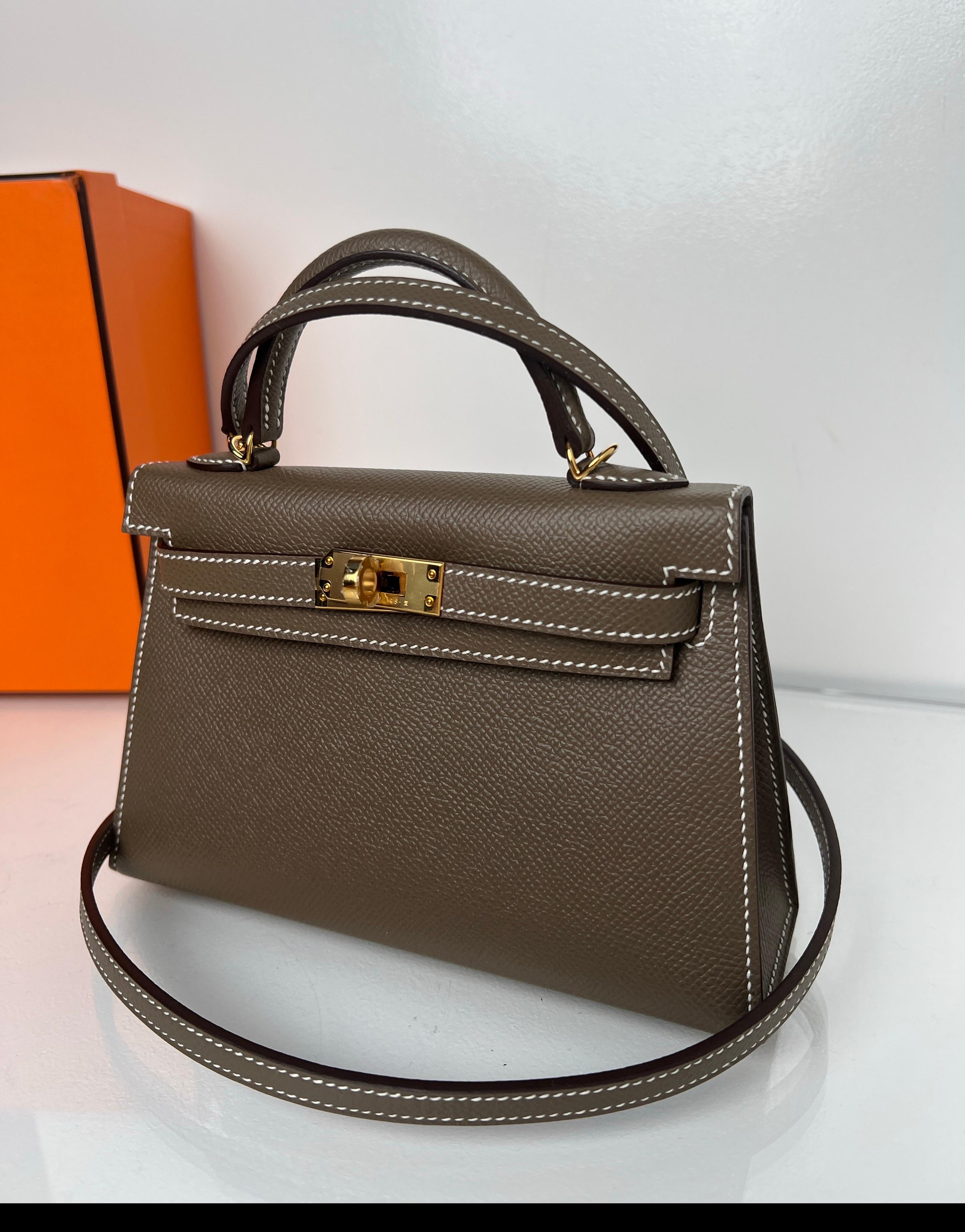 Hermes Etoupe Mini Kelly Bag Unisexe en vente