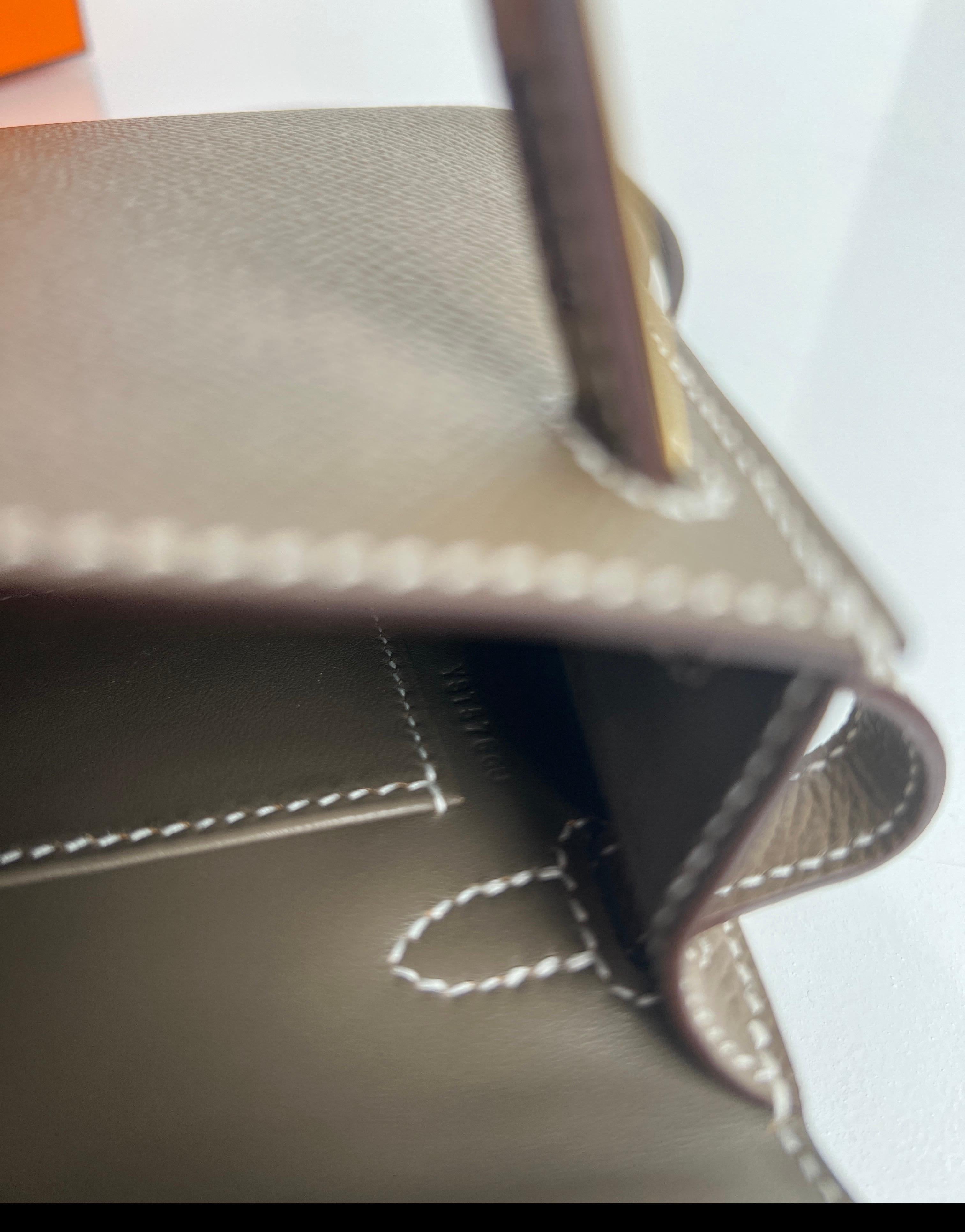 Hermes Etoupe Mini Kelly Bag en vente 3