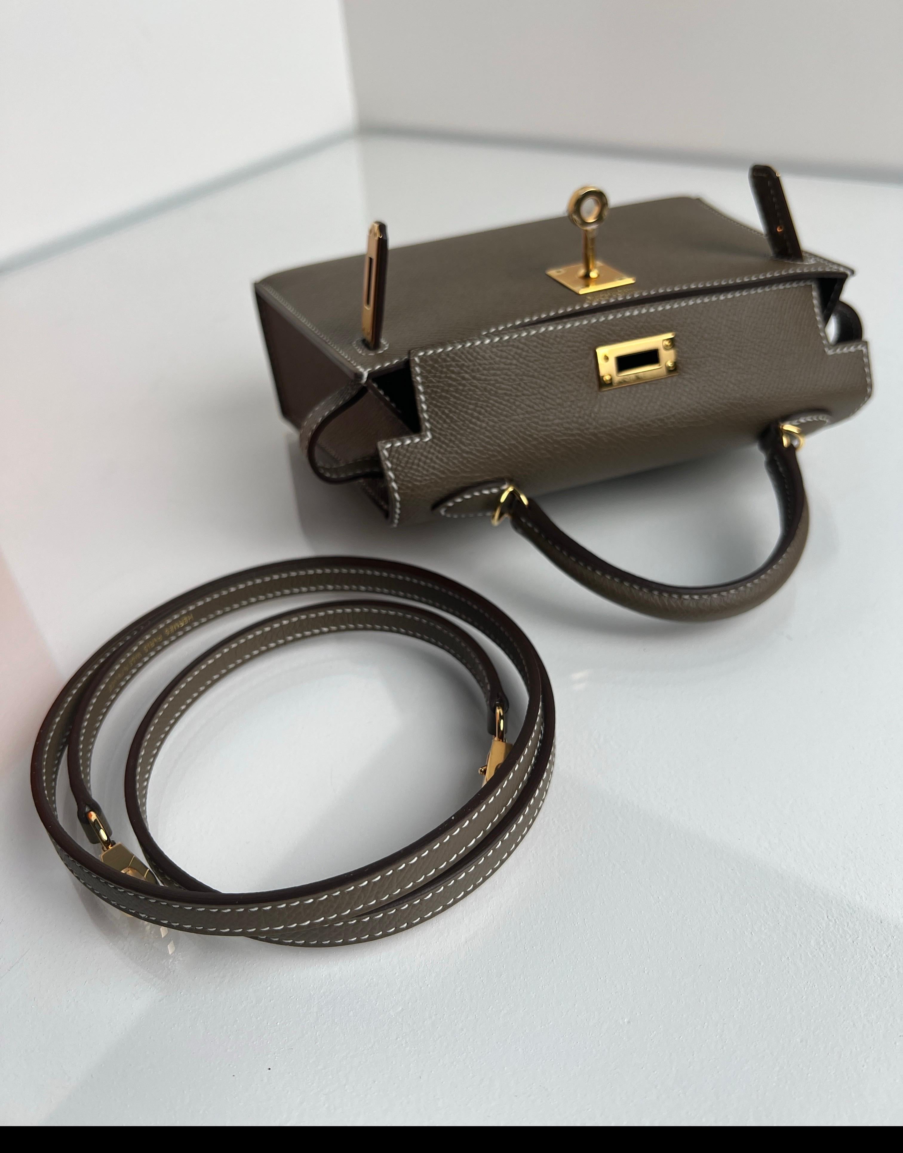 Hermes Etoupe Mini Kelly Bag en vente 6