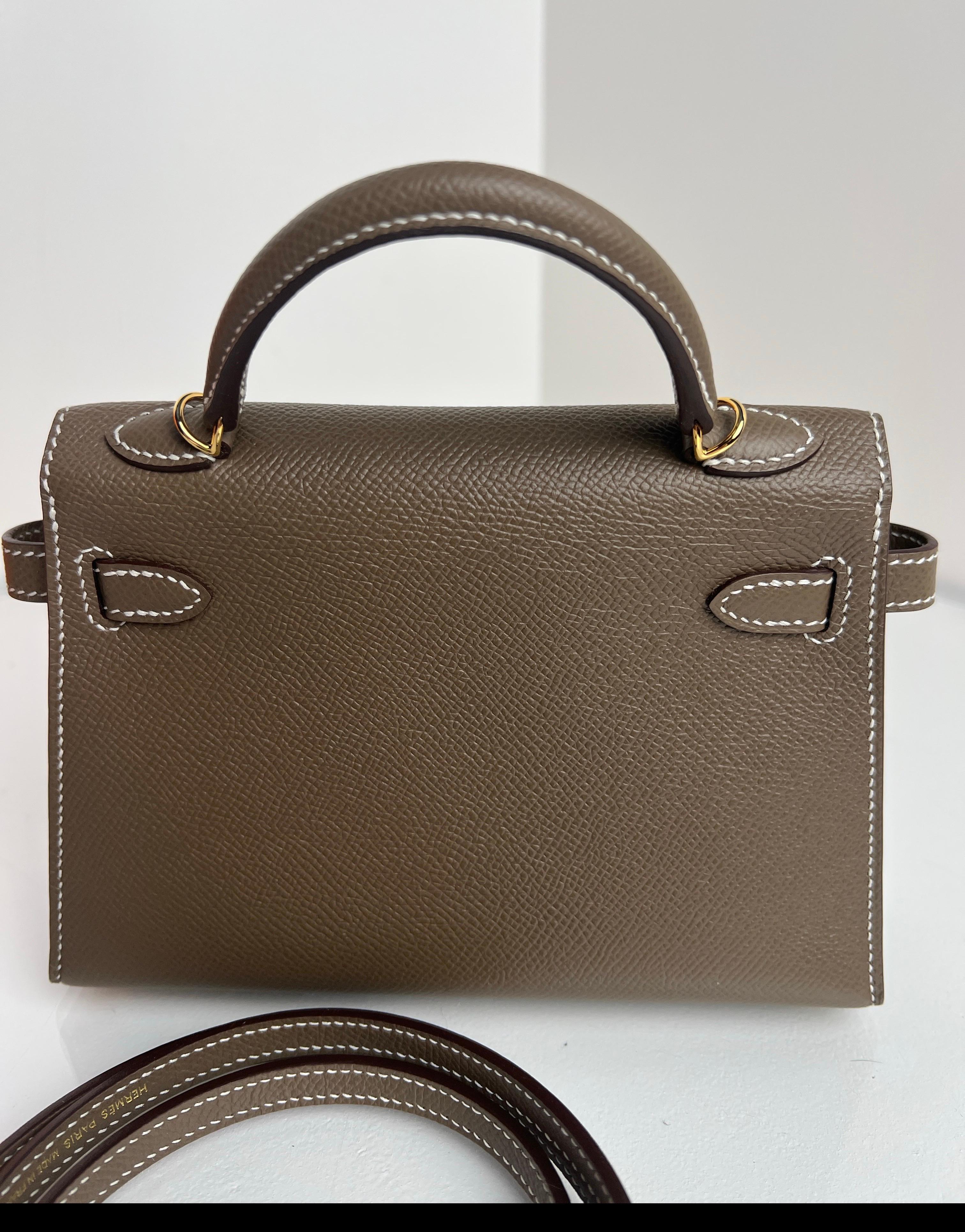Hermes Etoupe Mini Kelly Bag en vente 9