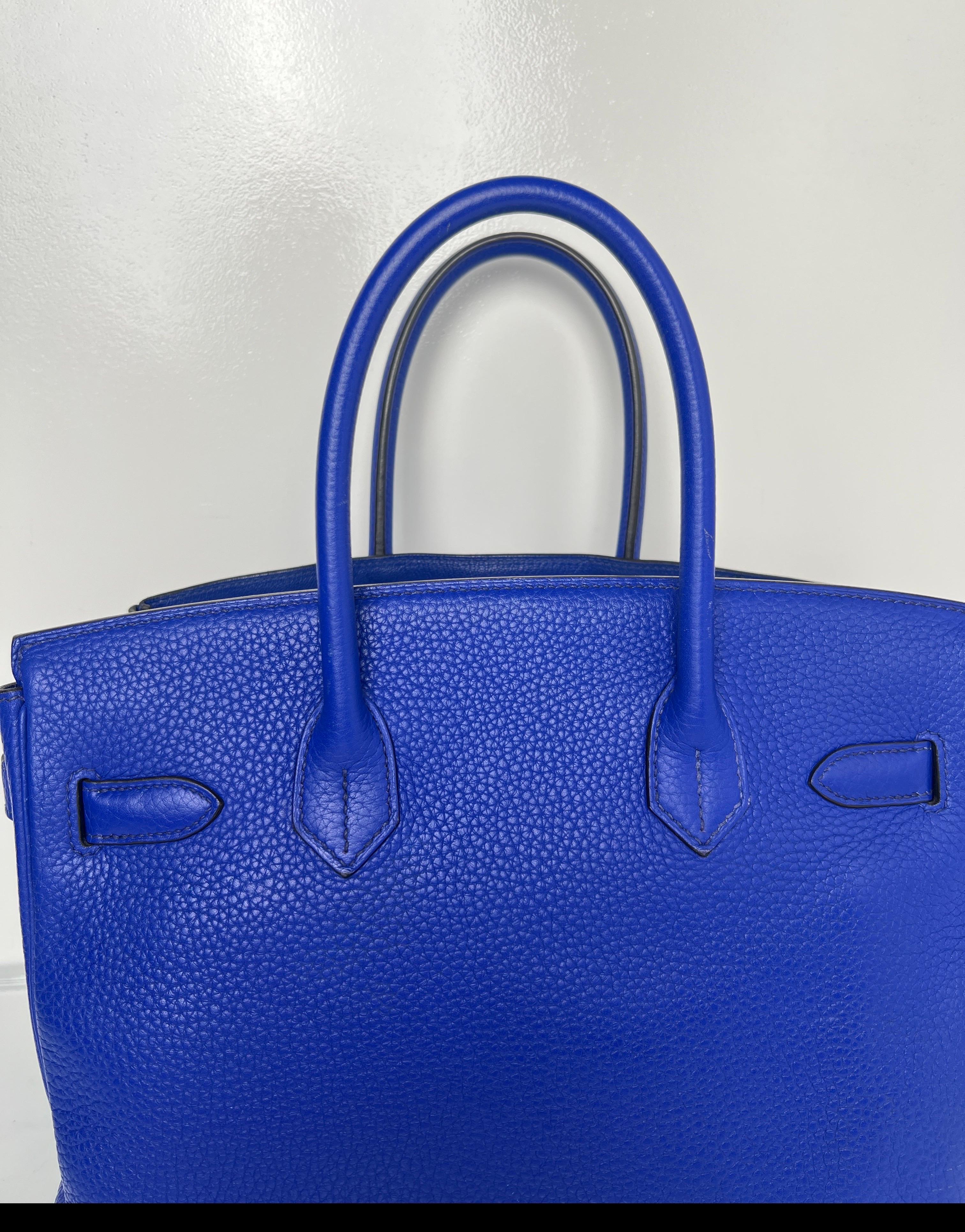 Hermès - Sac Birkin 30 Electrique bleu en vente 2