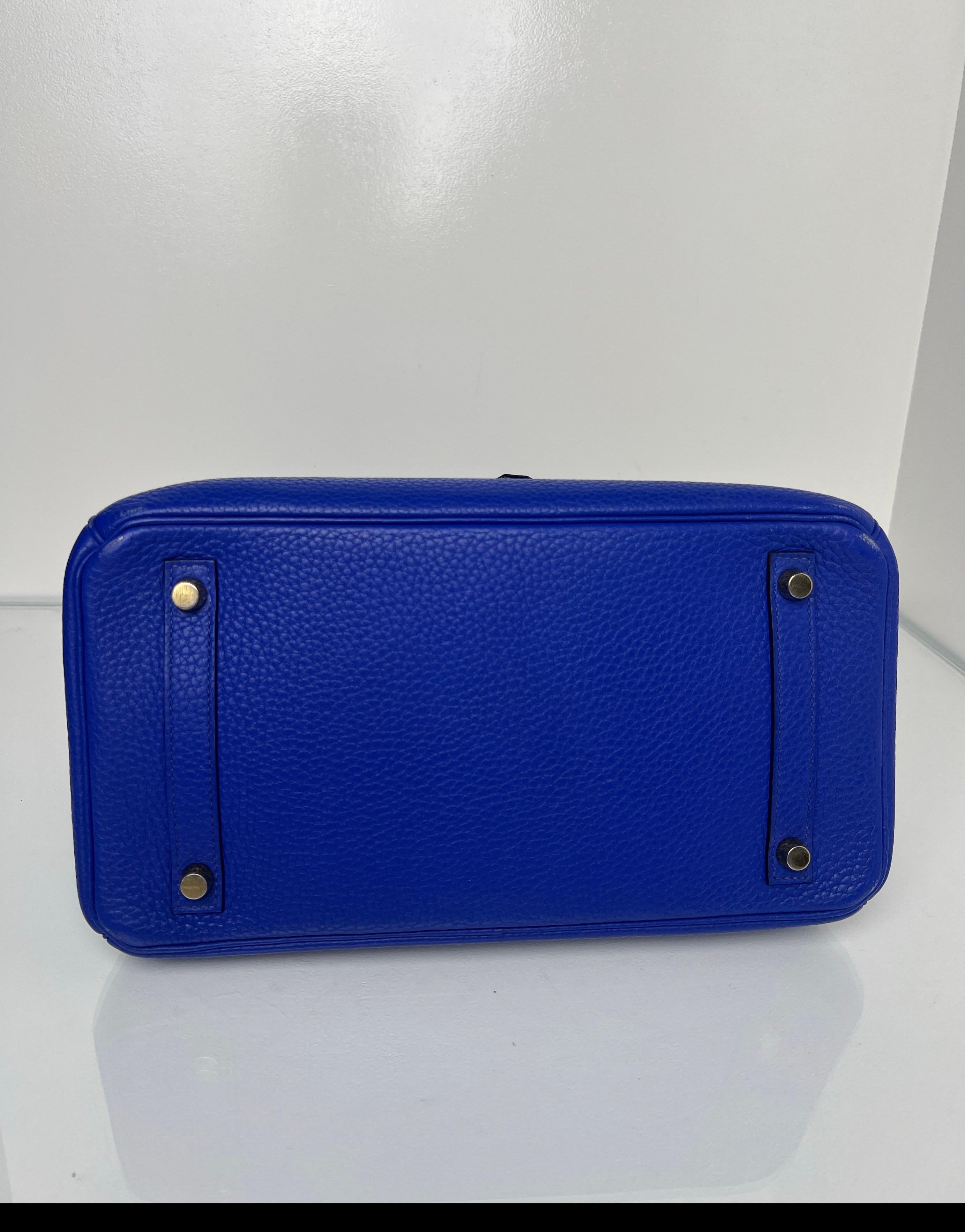 Hermès - Sac Birkin 30 Electrique bleu en vente 4