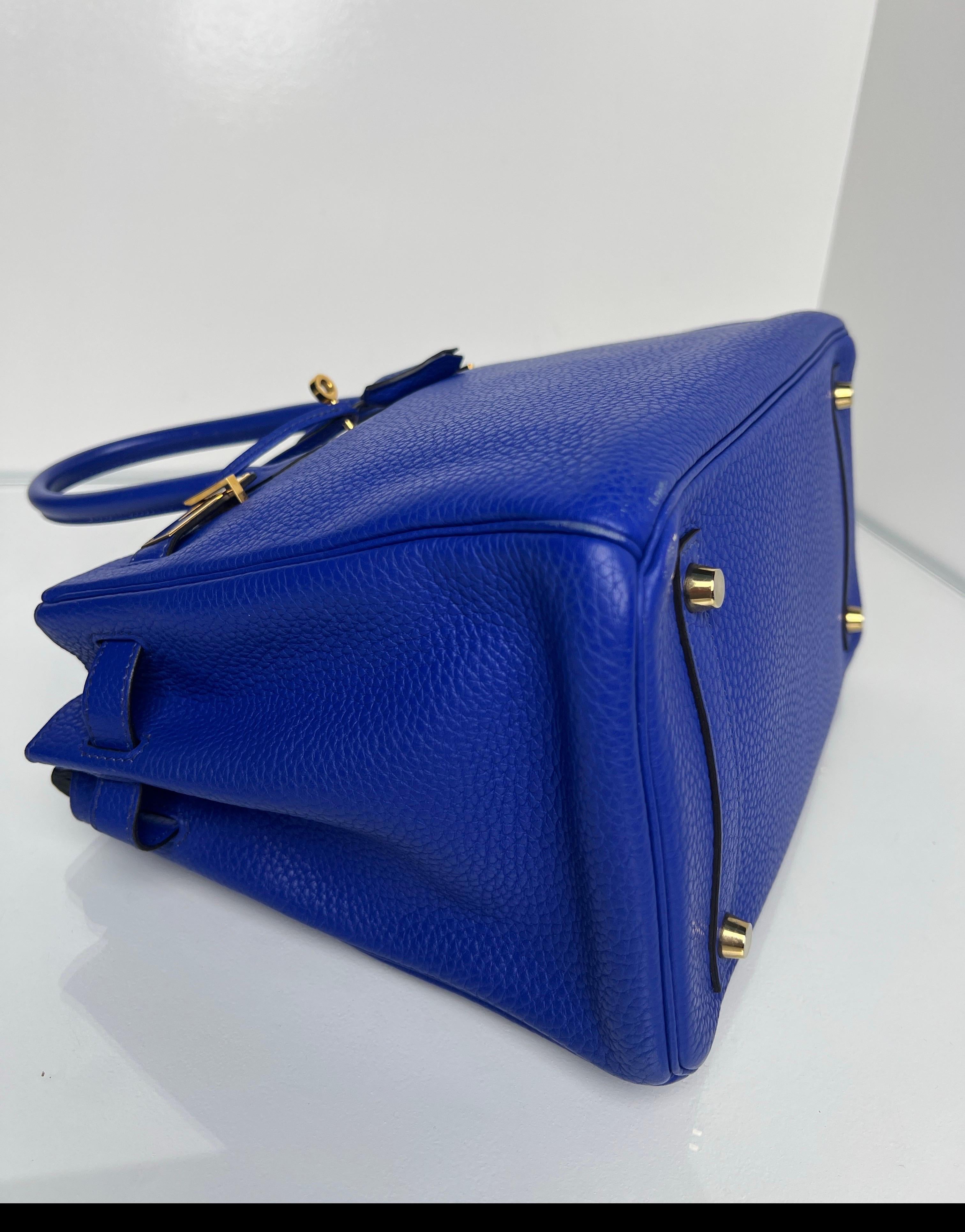 Hermès - Sac Birkin 30 Electrique bleu en vente 5