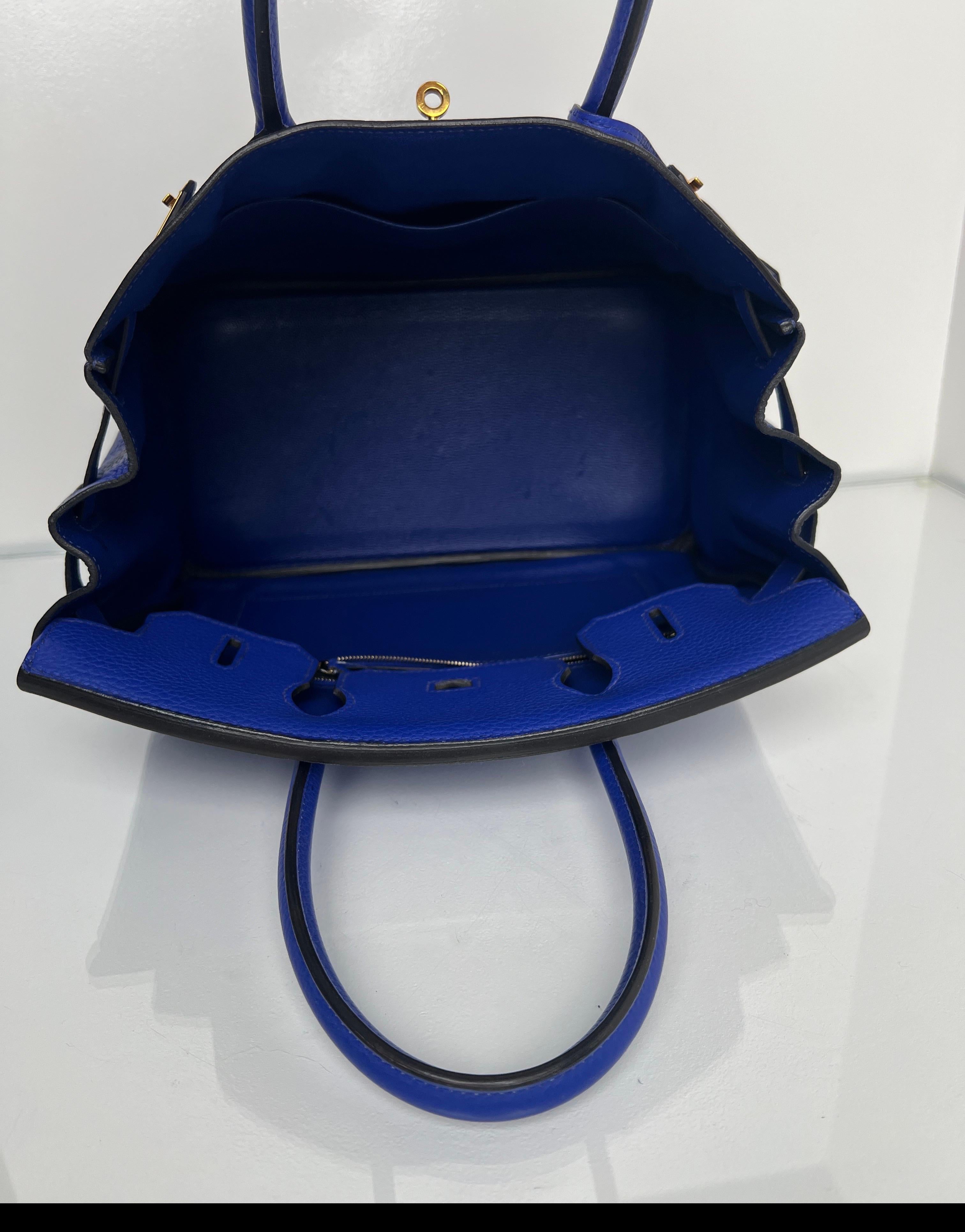 Hermès - Sac Birkin 30 Electrique bleu en vente 8