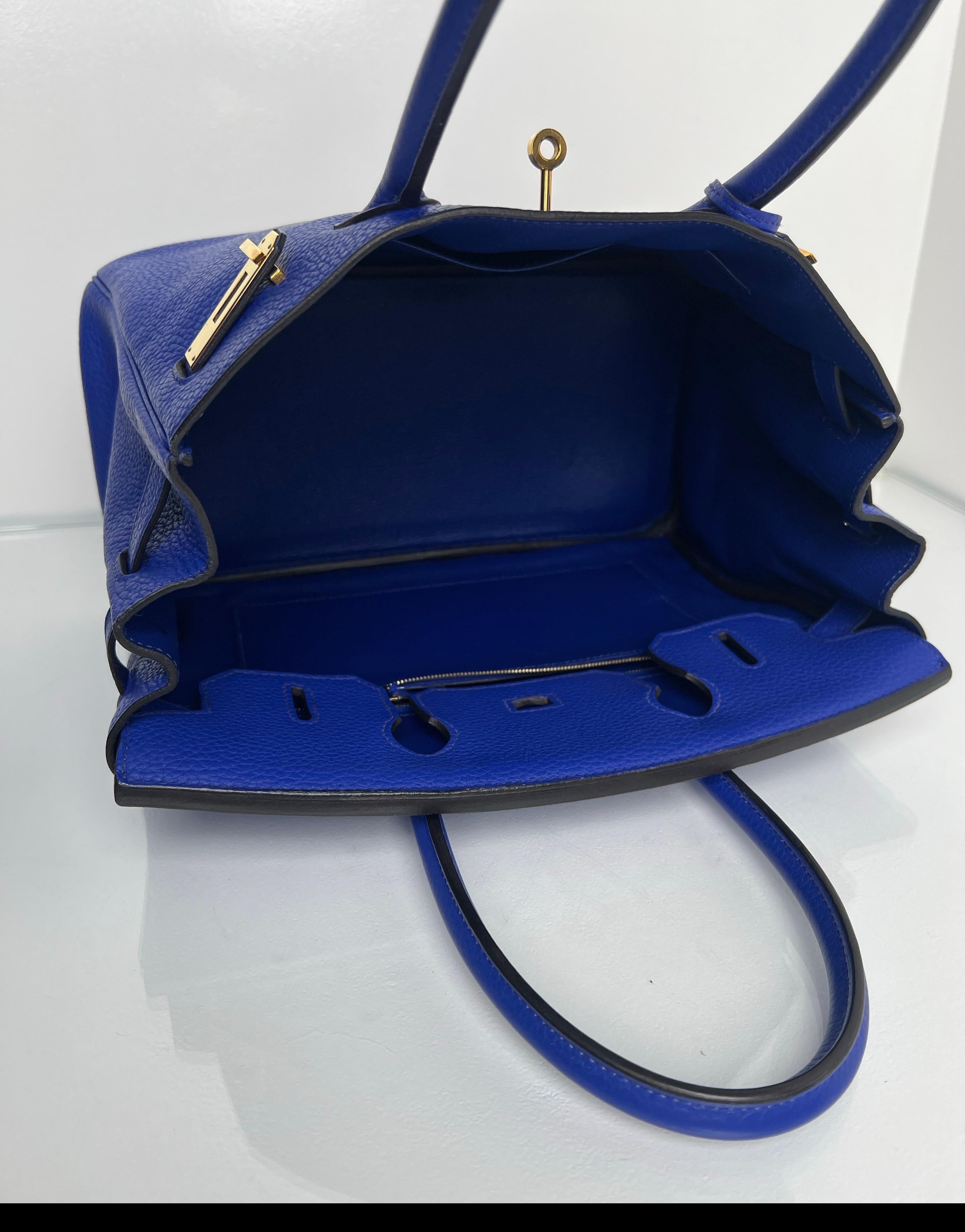 Hermès - Sac Birkin 30 Electrique bleu en vente 9