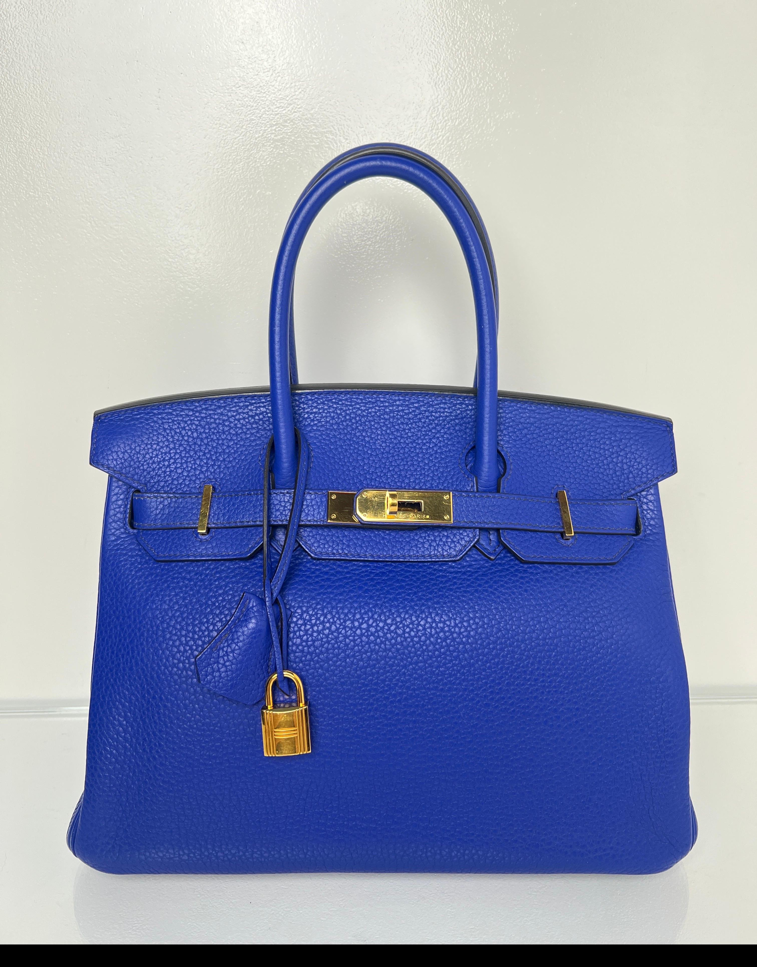 Hermès - Sac Birkin 30 Electrique bleu en vente 10
