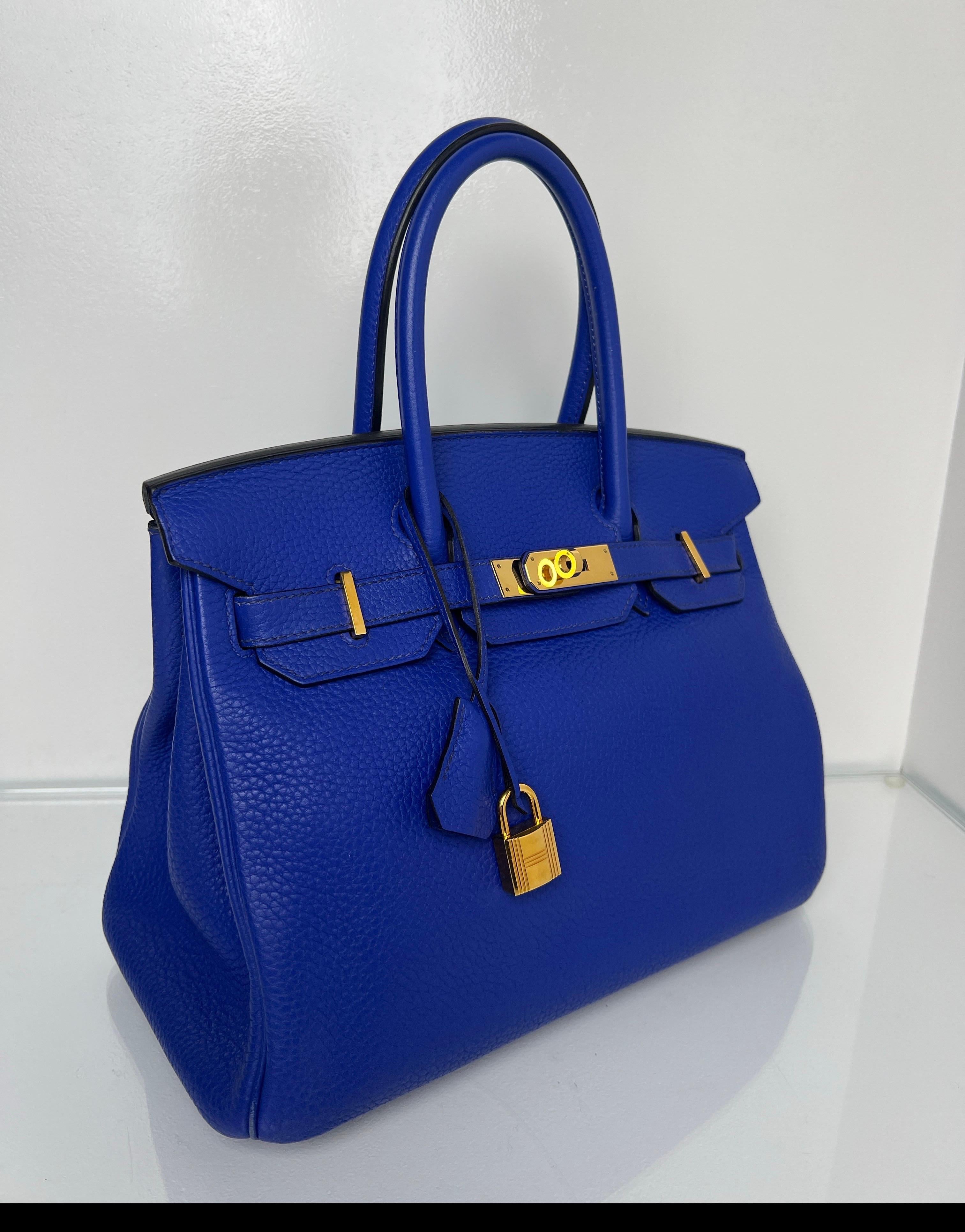 Hermès - Sac Birkin 30 Electrique bleu en vente 11