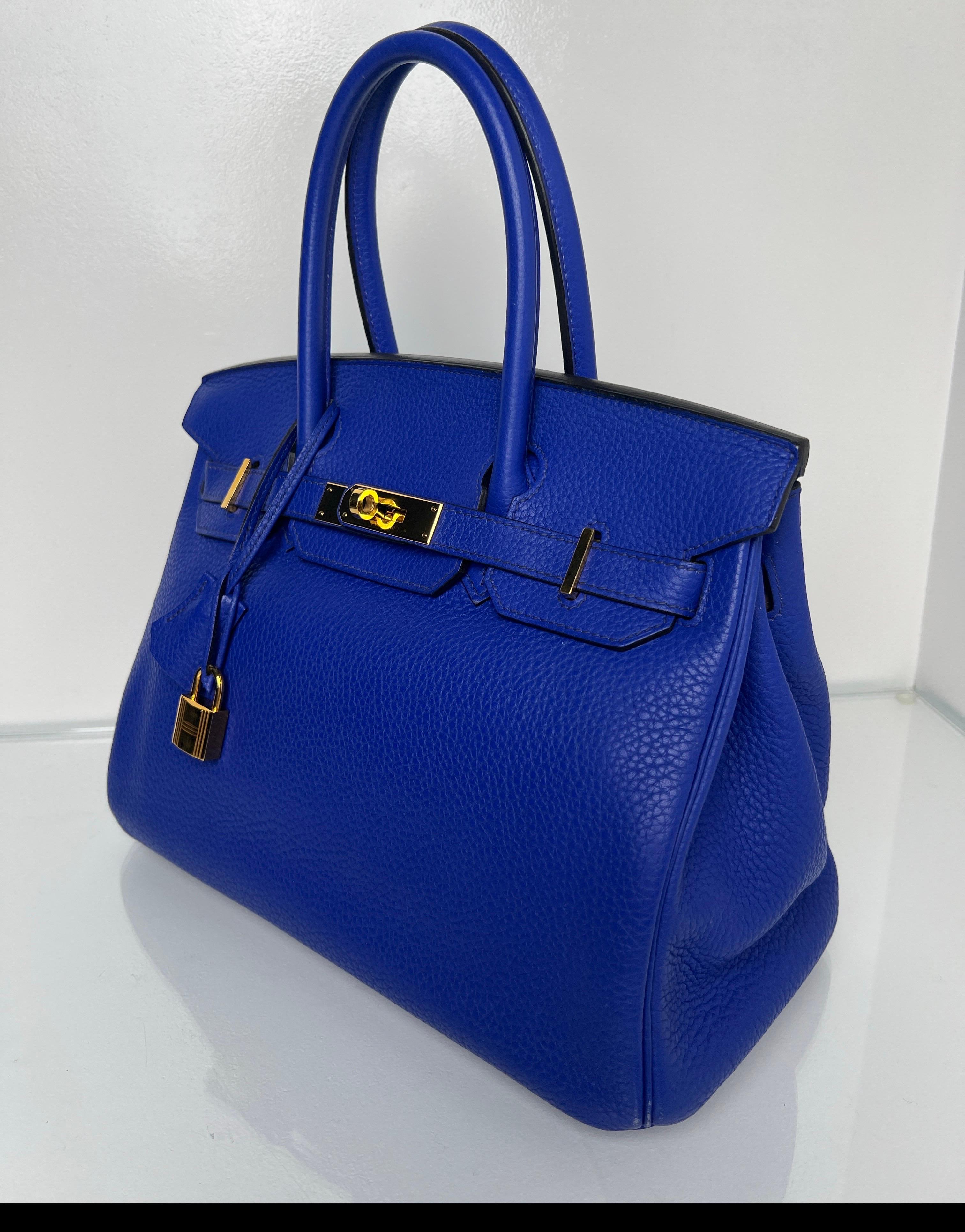 Hermès - Sac Birkin 30 Electrique bleu en vente 12