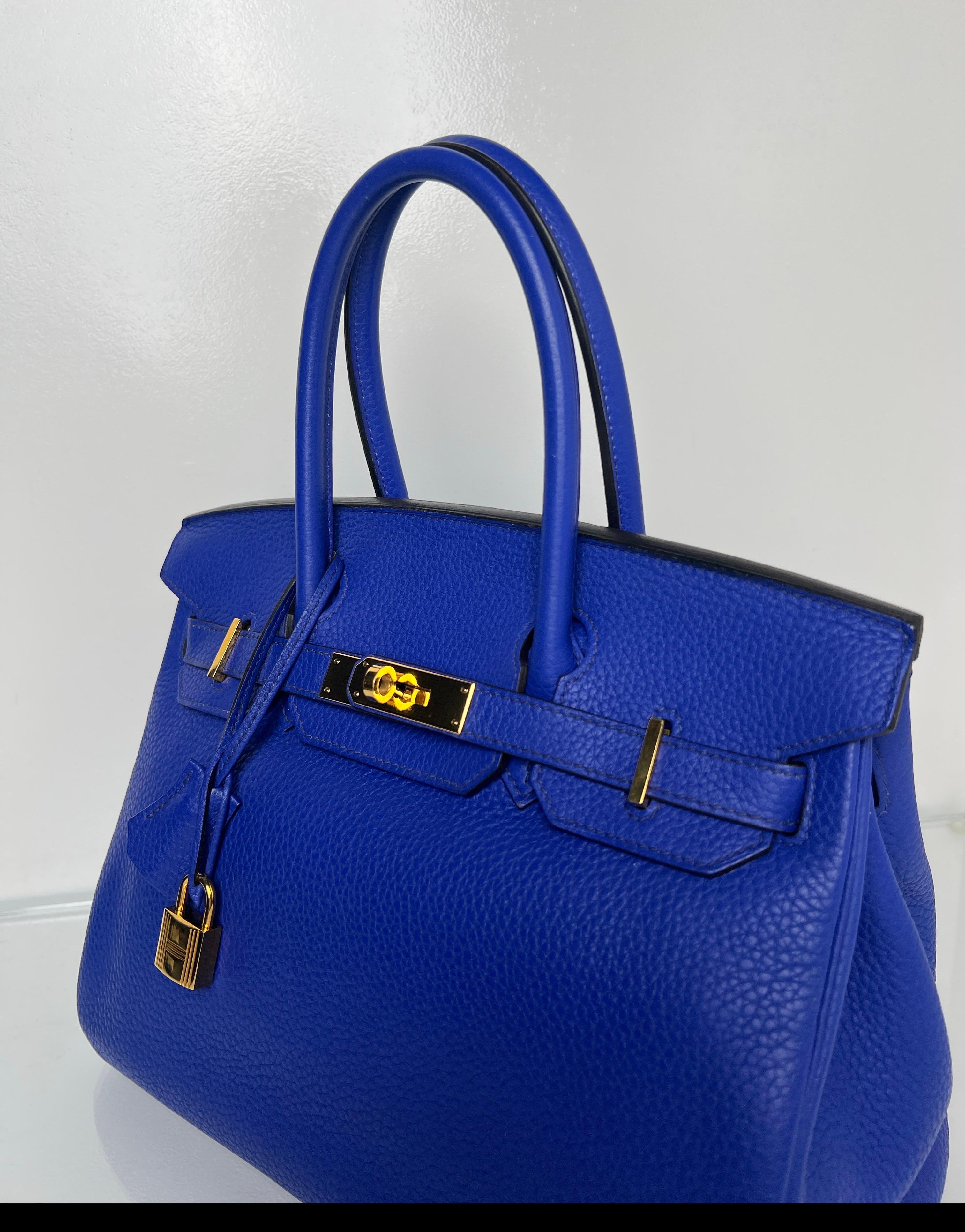 Hermès - Sac Birkin 30 Electrique bleu en vente 13
