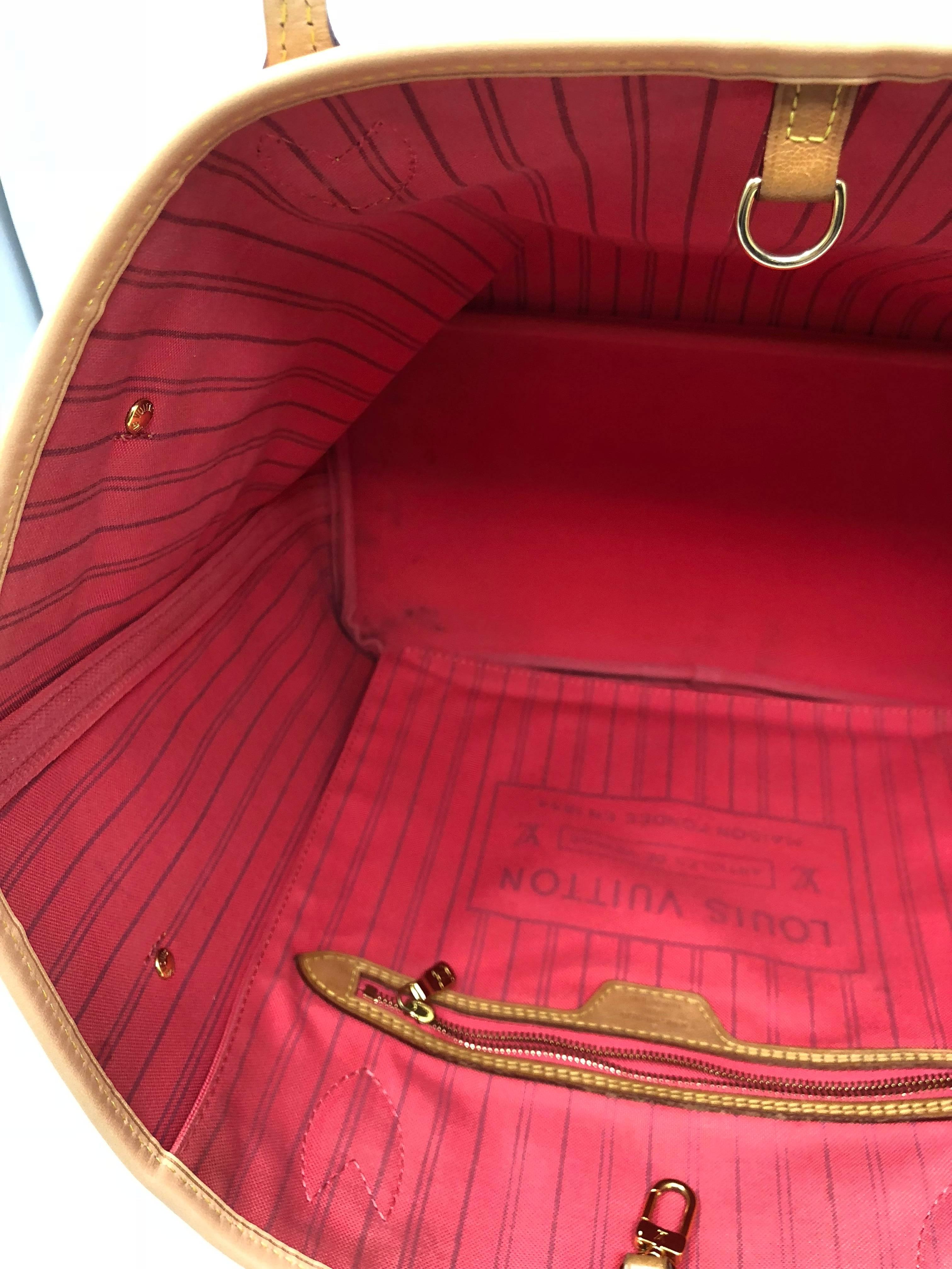 Women's or Men's Louis Vuitton Neverfull MM Limited Edition V Pink Brown
