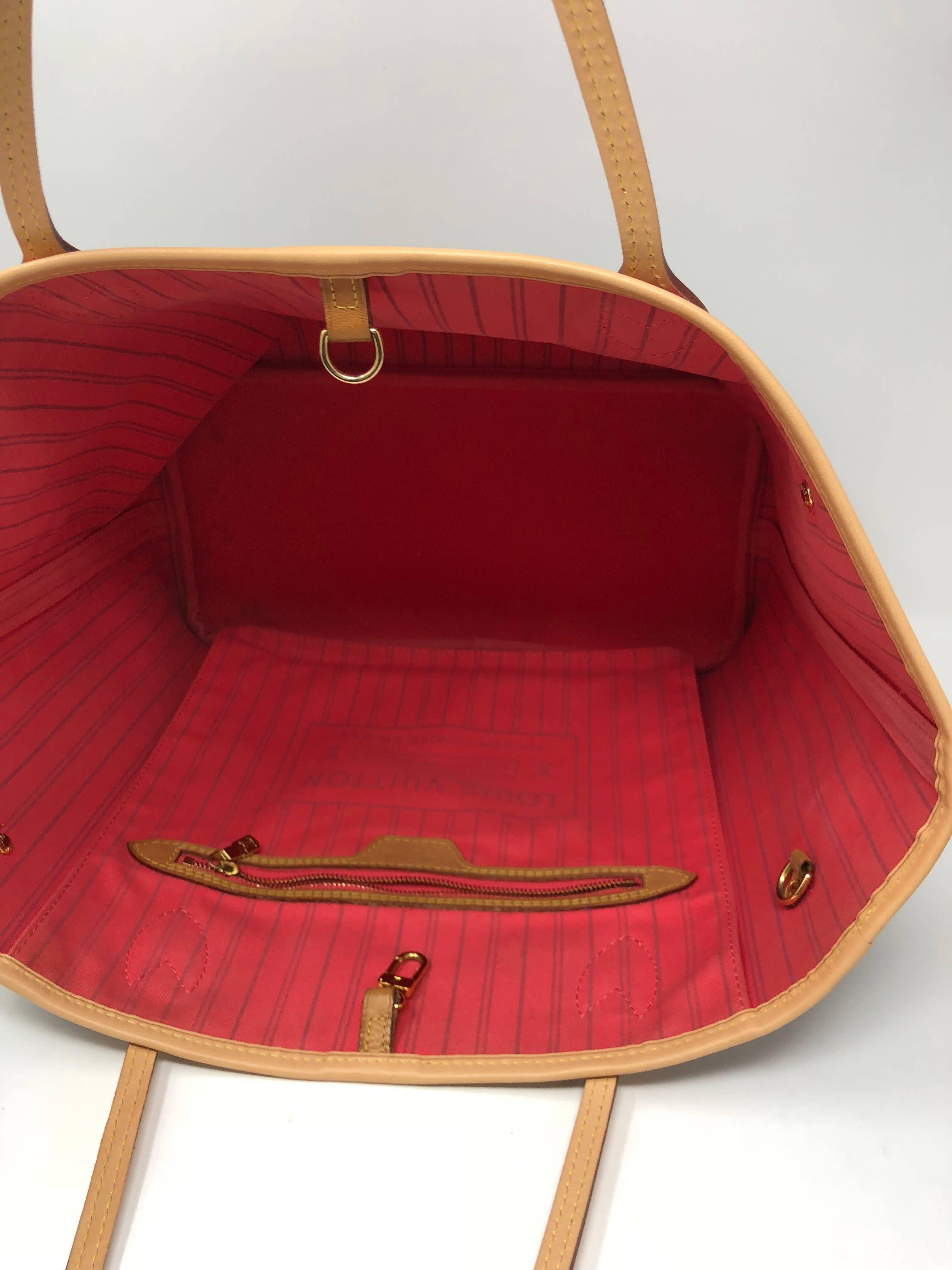 Louis Vuitton Neverfull MM Limited Edition V Pink Brown In Good Condition In Athens, GA