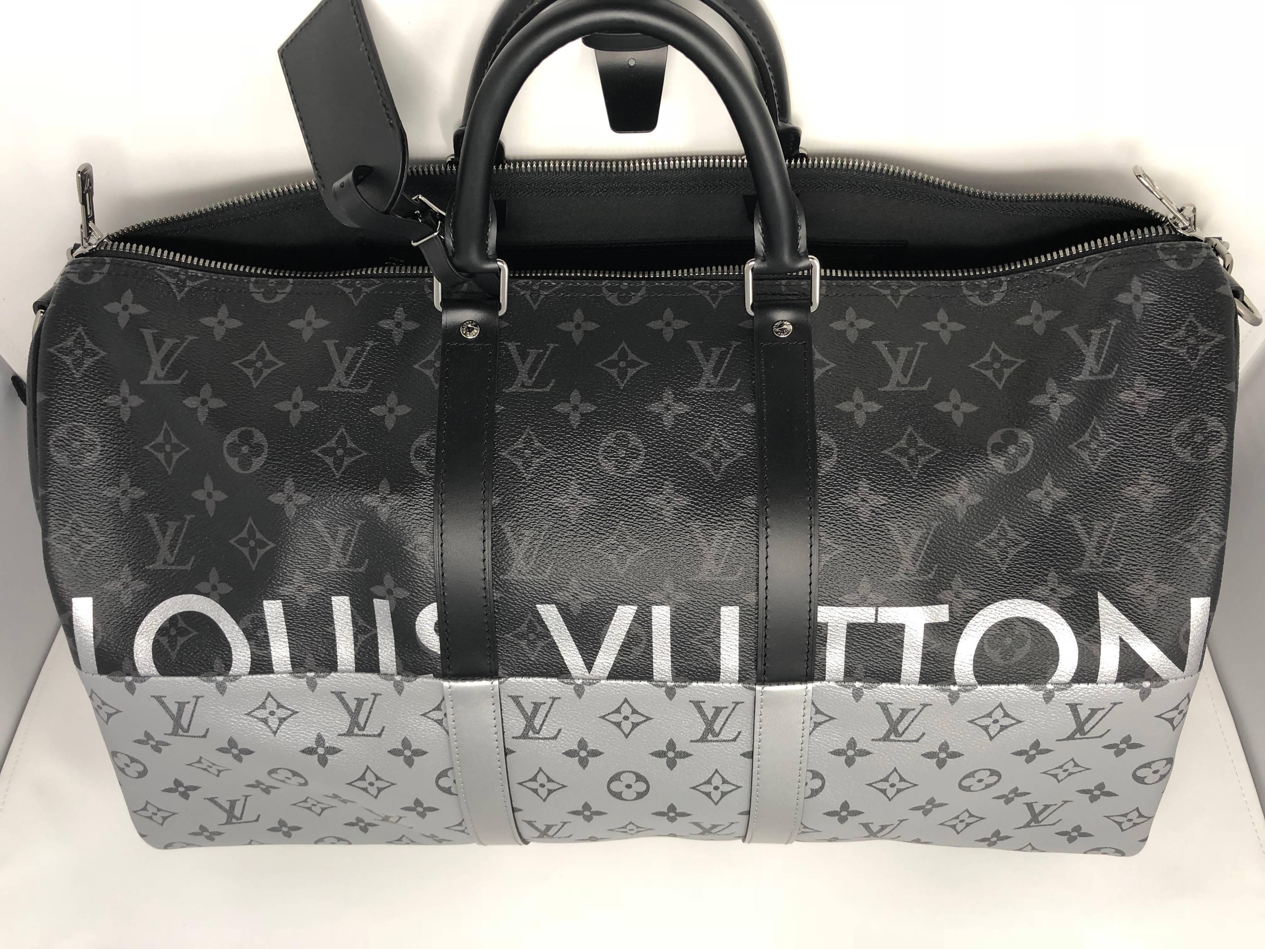 Louis Vuitton Monogram Eclipse Split Keepall 50 Bandouliere In New Condition In Athens, GA
