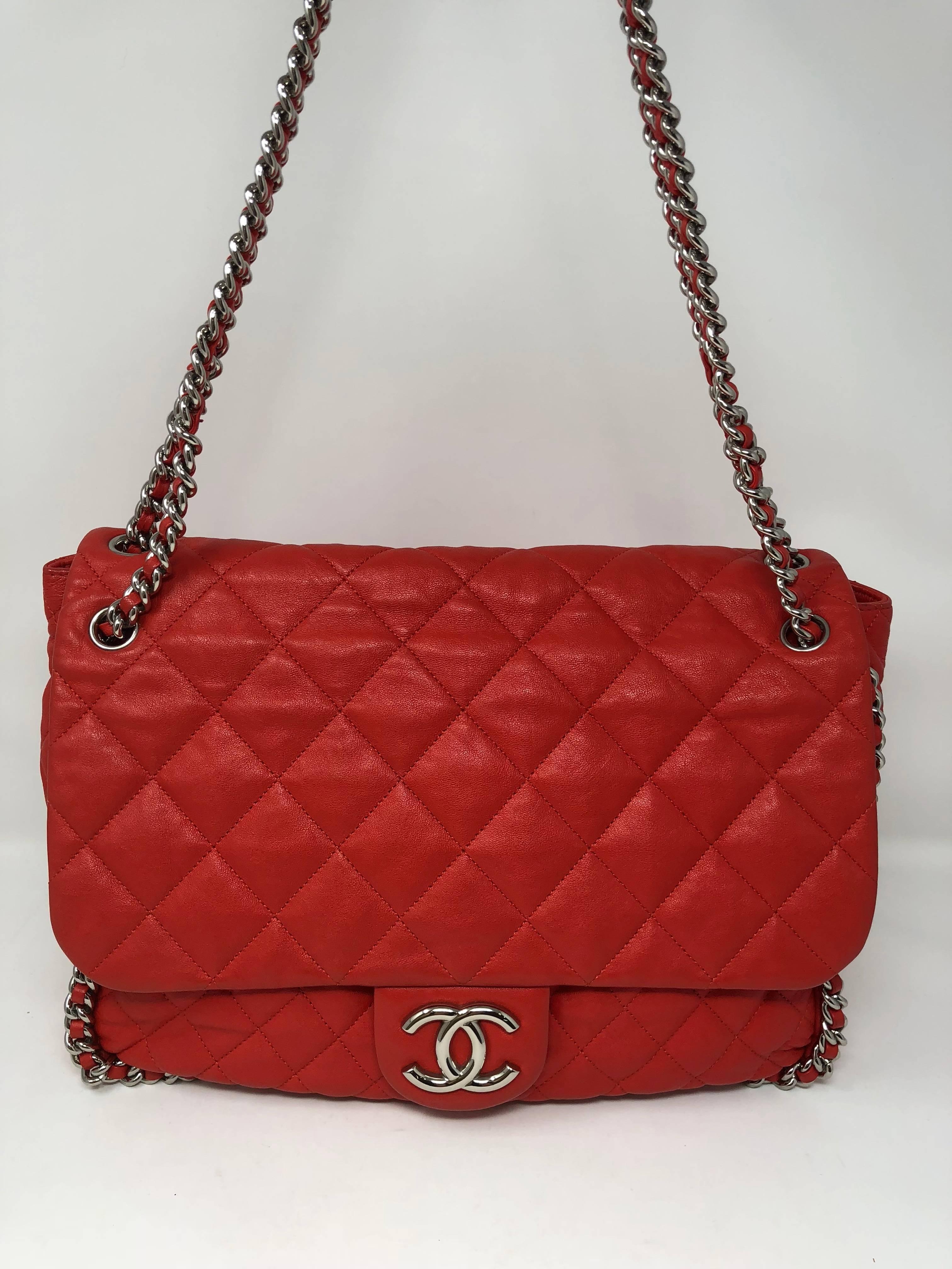 chanel red chain bag