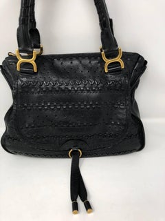 Chloe Embroidered Marcie Black Hobo Bag