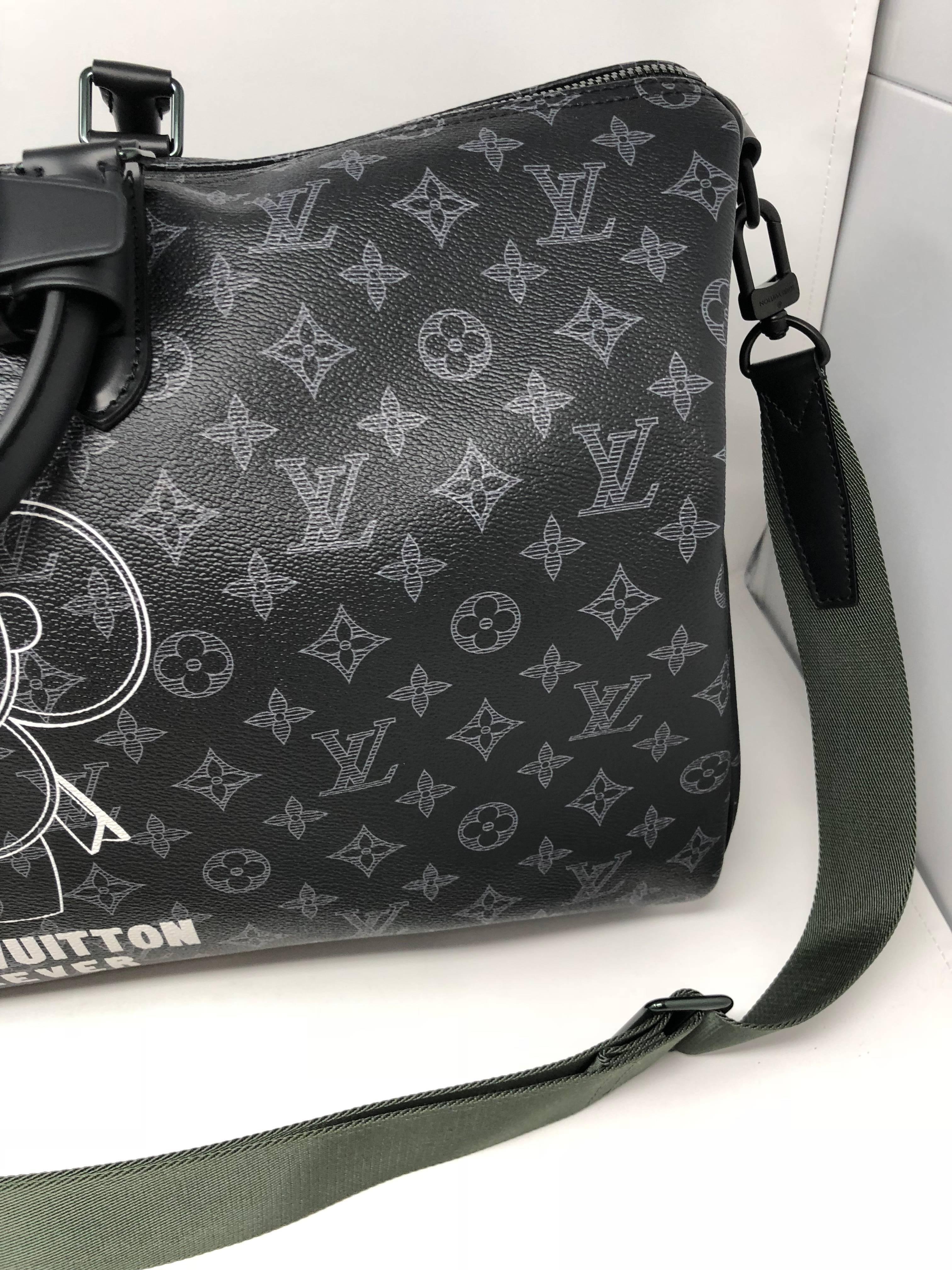 Louis Vuitton Vivienne  Monogram Eclipse Keepall Bandouliere In New Condition In Athens, GA