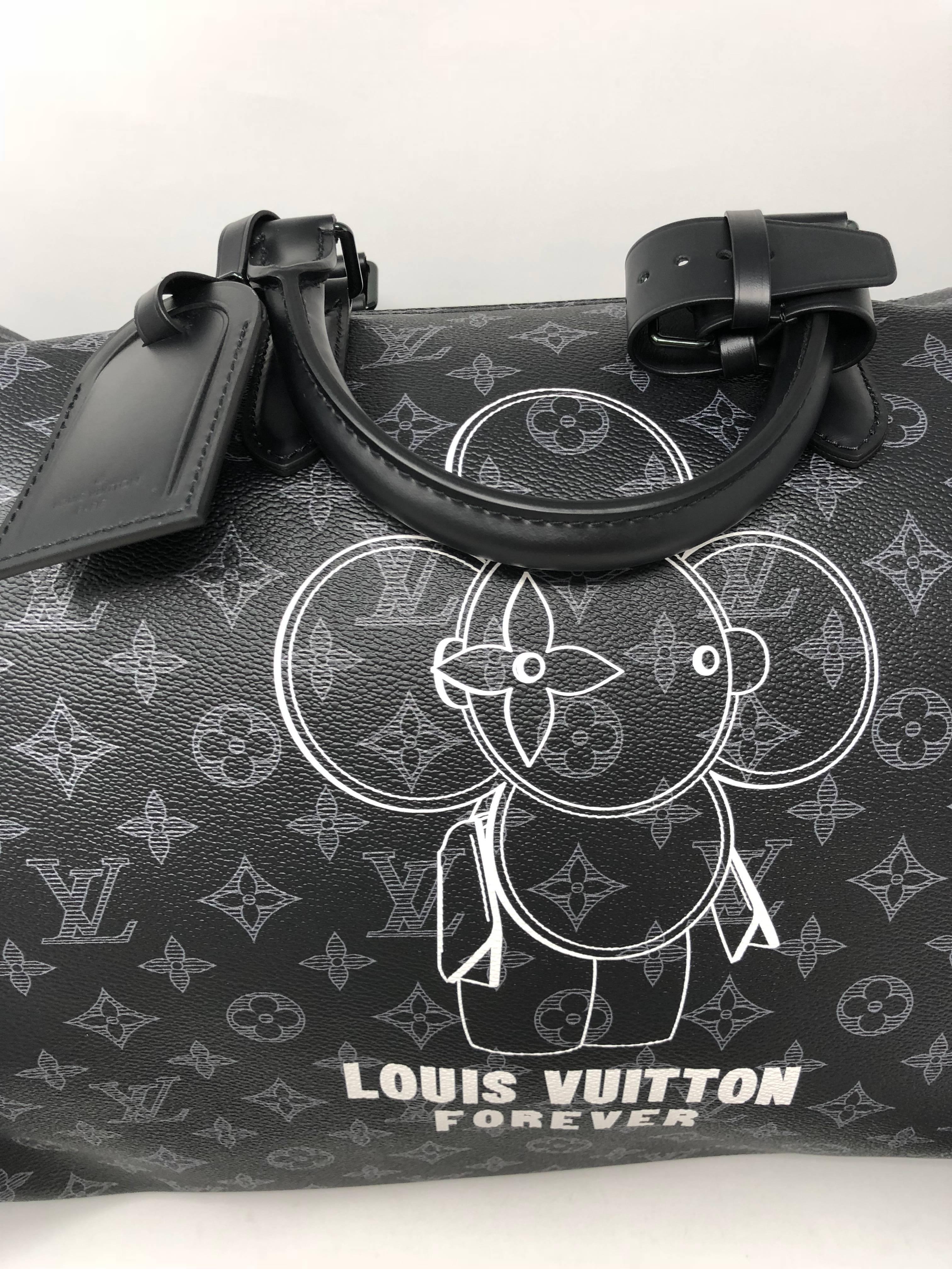 Black Louis Vuitton Vivienne  Monogram Eclipse Keepall Bandouliere