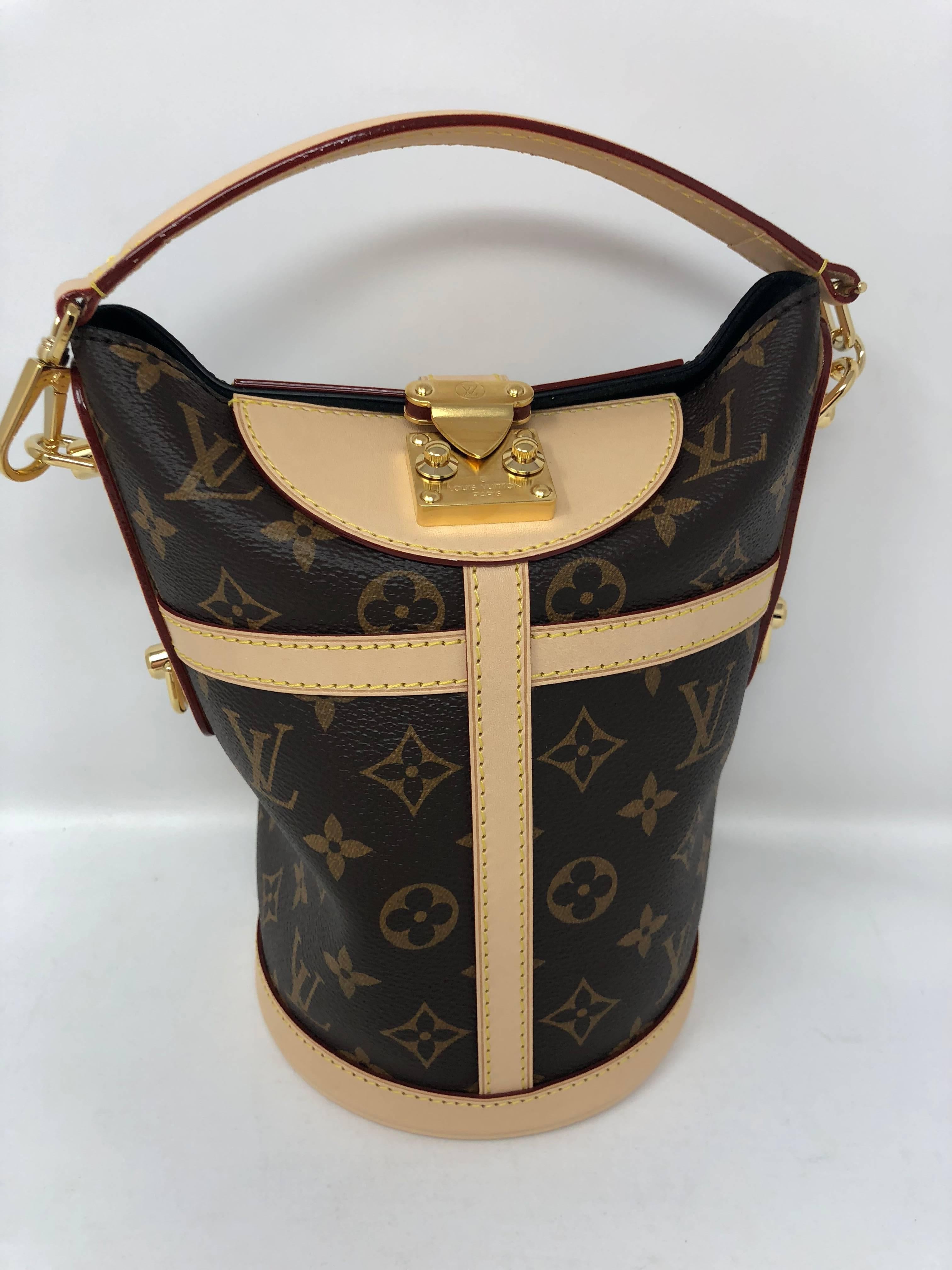 Louis Vuitton Duffle Bag Petite Boite Chapeau Petit Noe Trunk from 2018 Runway Collection. Brand new and sold out.  Comes with detachable strap to be worn 2 ways. 