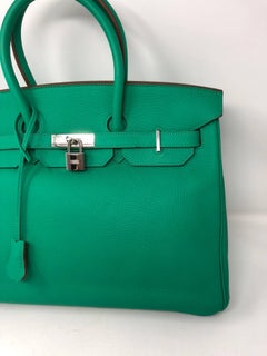 Hermes Menthe Clemence Leather Birkin 35 Bag