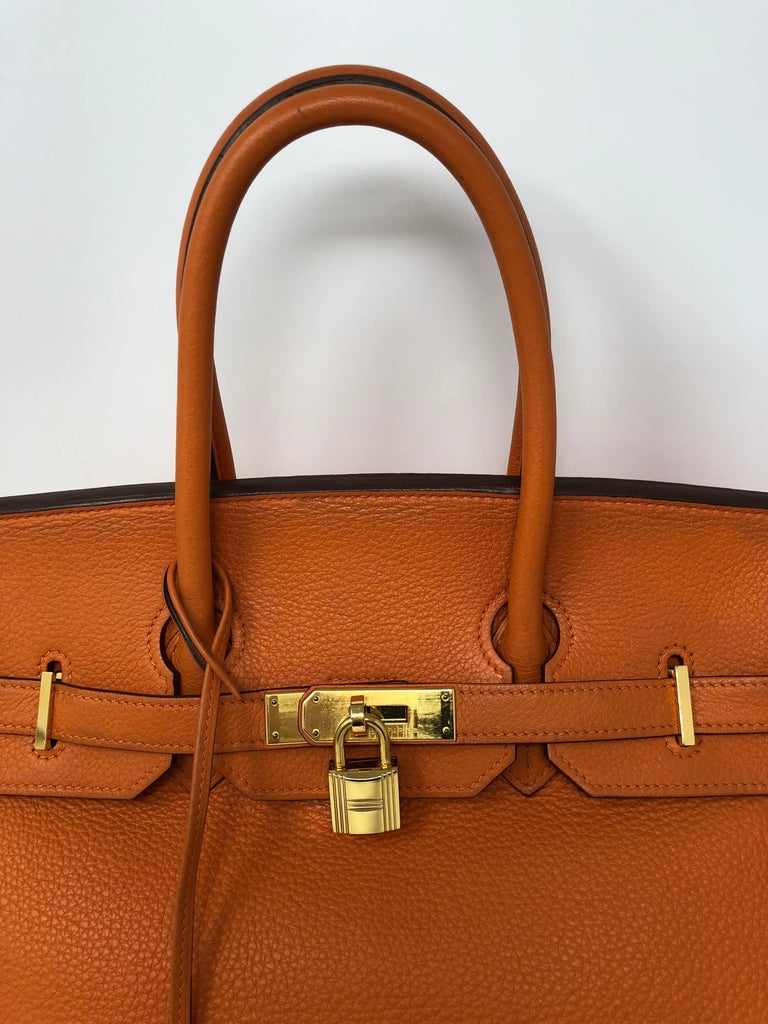 Hermes Orange Birkin 35 Bag at 1stDibs