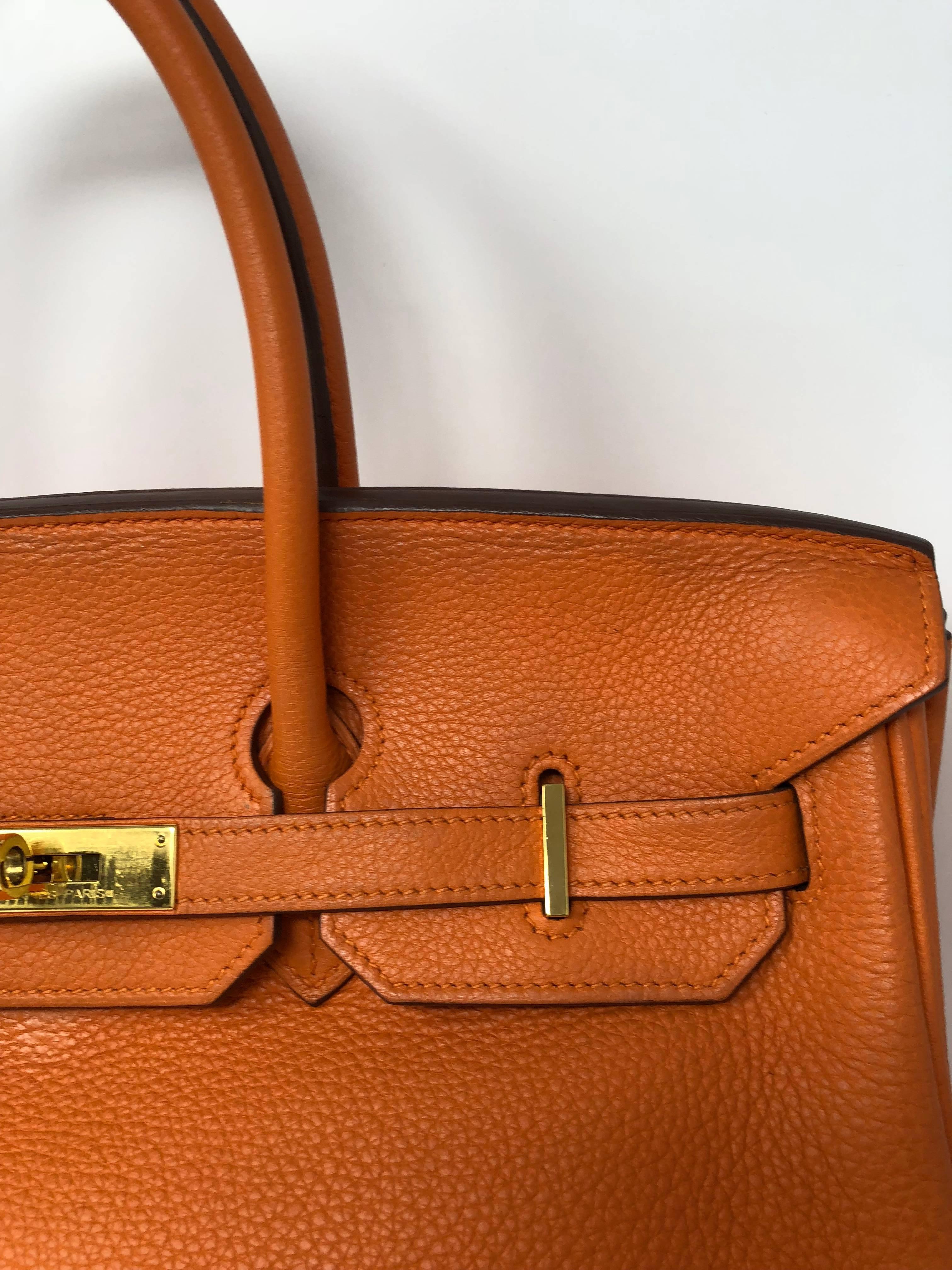 Hermes Orange Birkin 35 Bag In Good Condition In Athens, GA