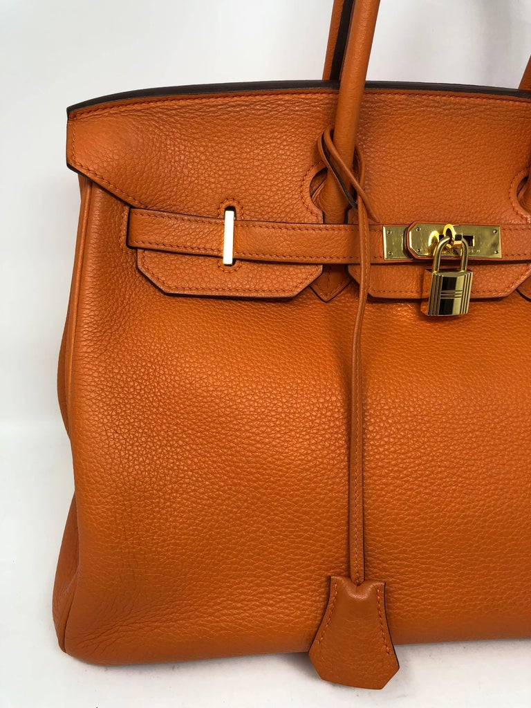 Hermes Orange Birkin 35 Bag at 1stDibs