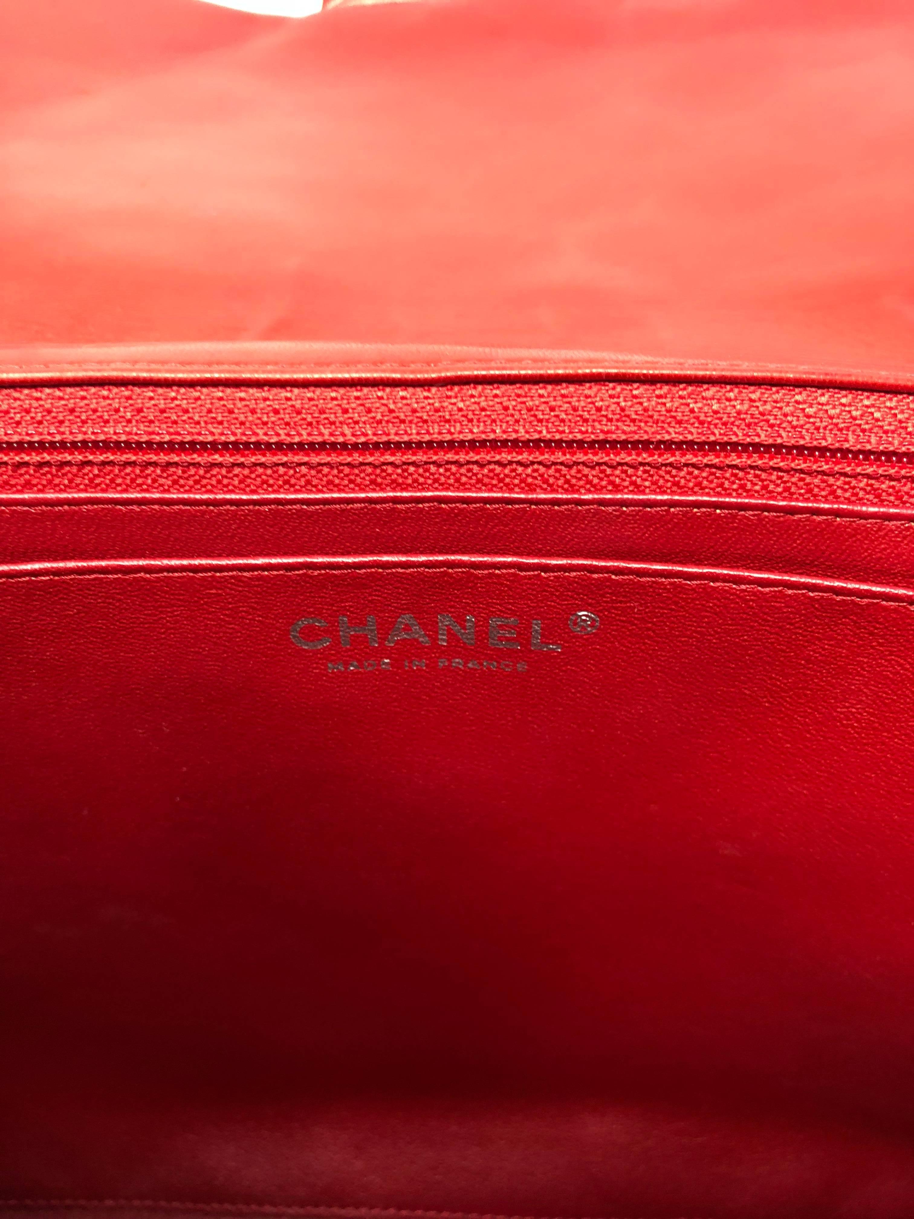Red Chanel Maxi Lambskin Bag 6