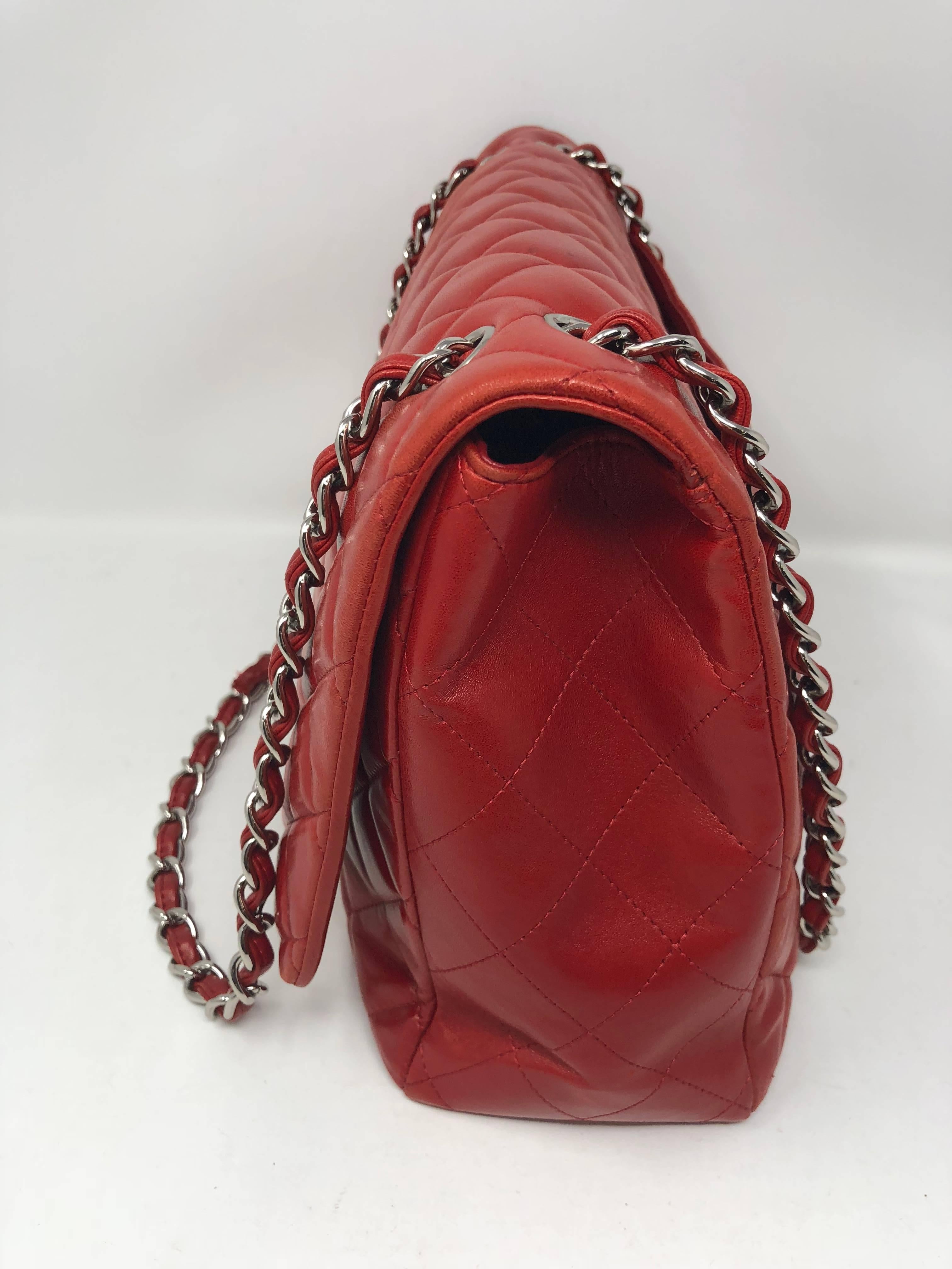 Red Chanel Maxi Lambskin Bag 3