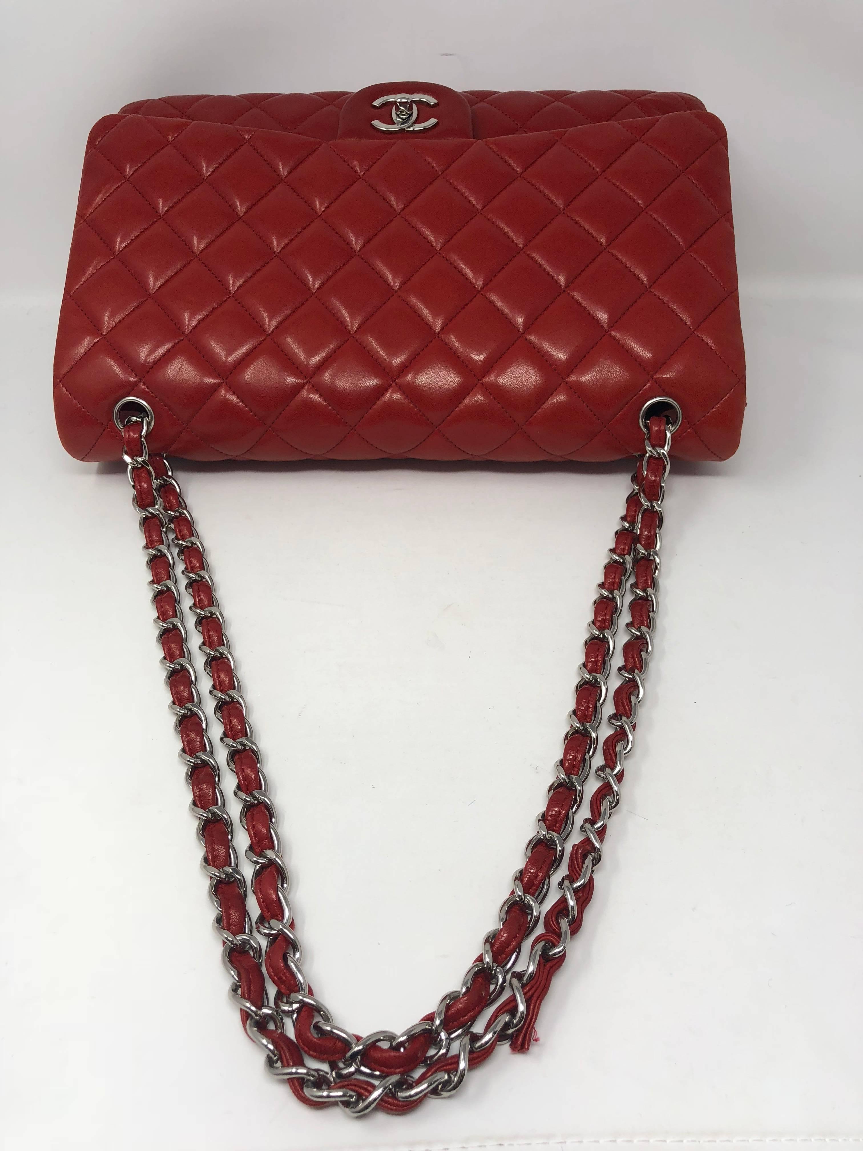 Red Chanel Maxi Lambskin Bag 8