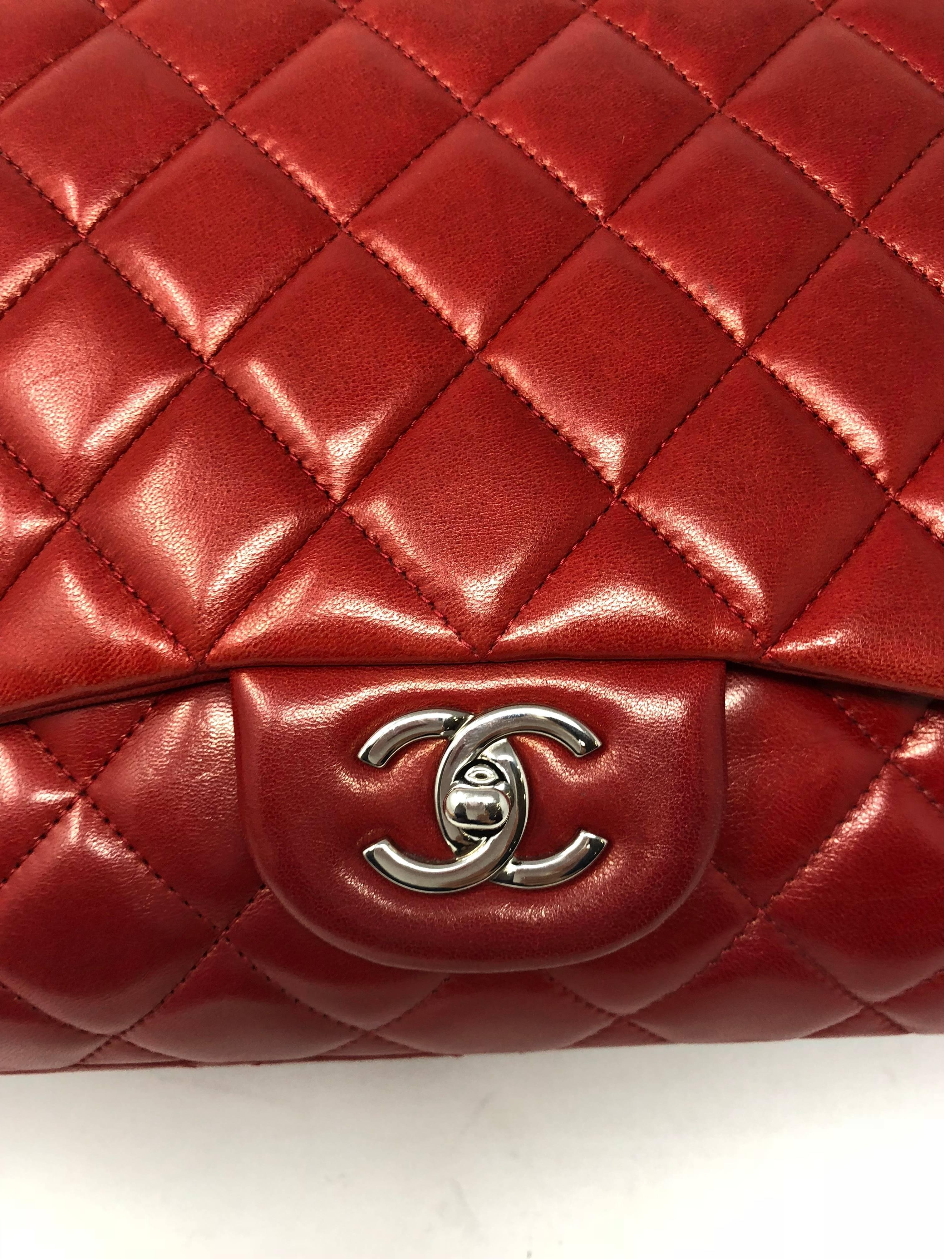 Red Chanel Maxi Lambskin Bag 2