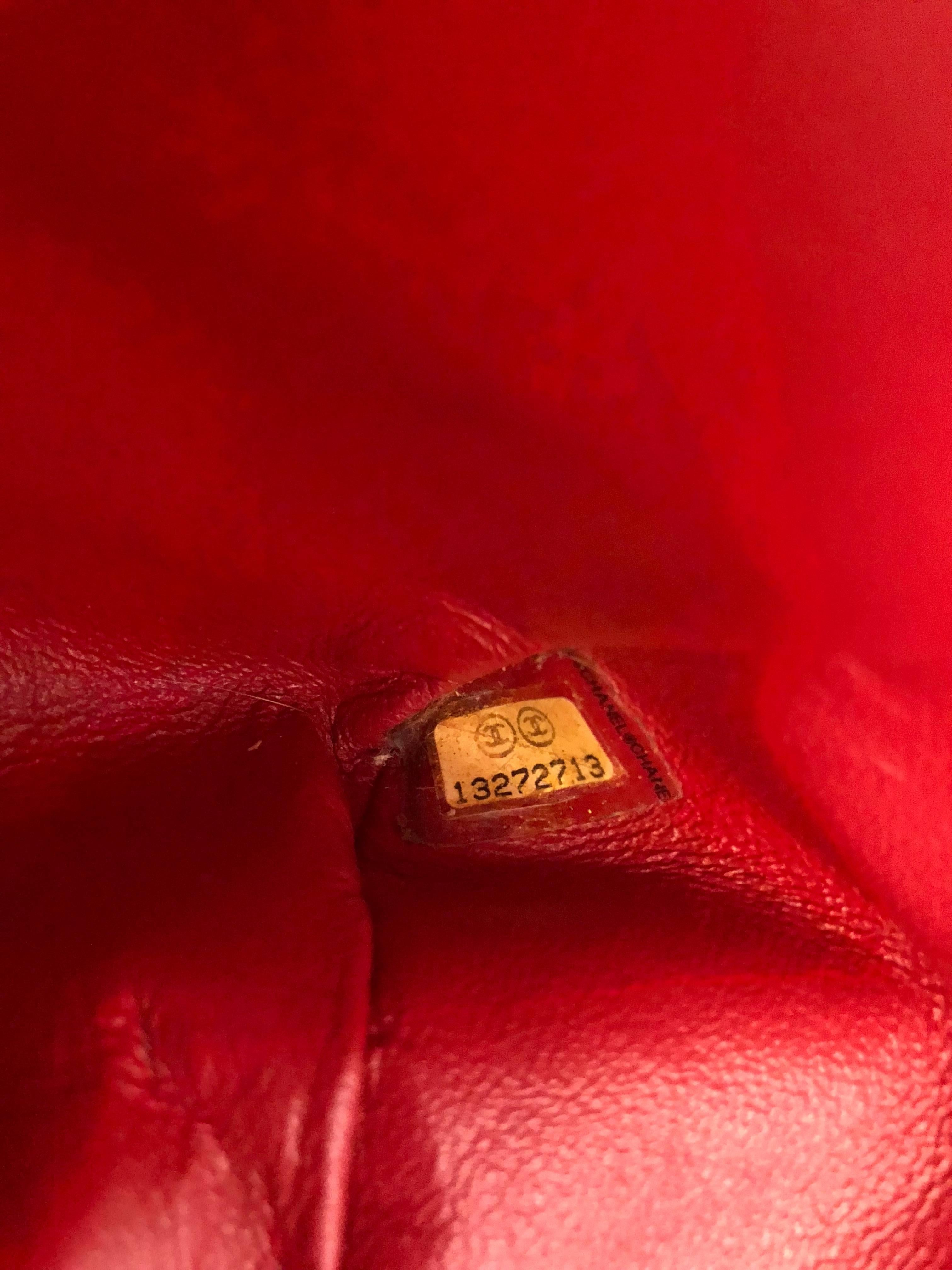 Red Chanel Maxi Lambskin Bag 10