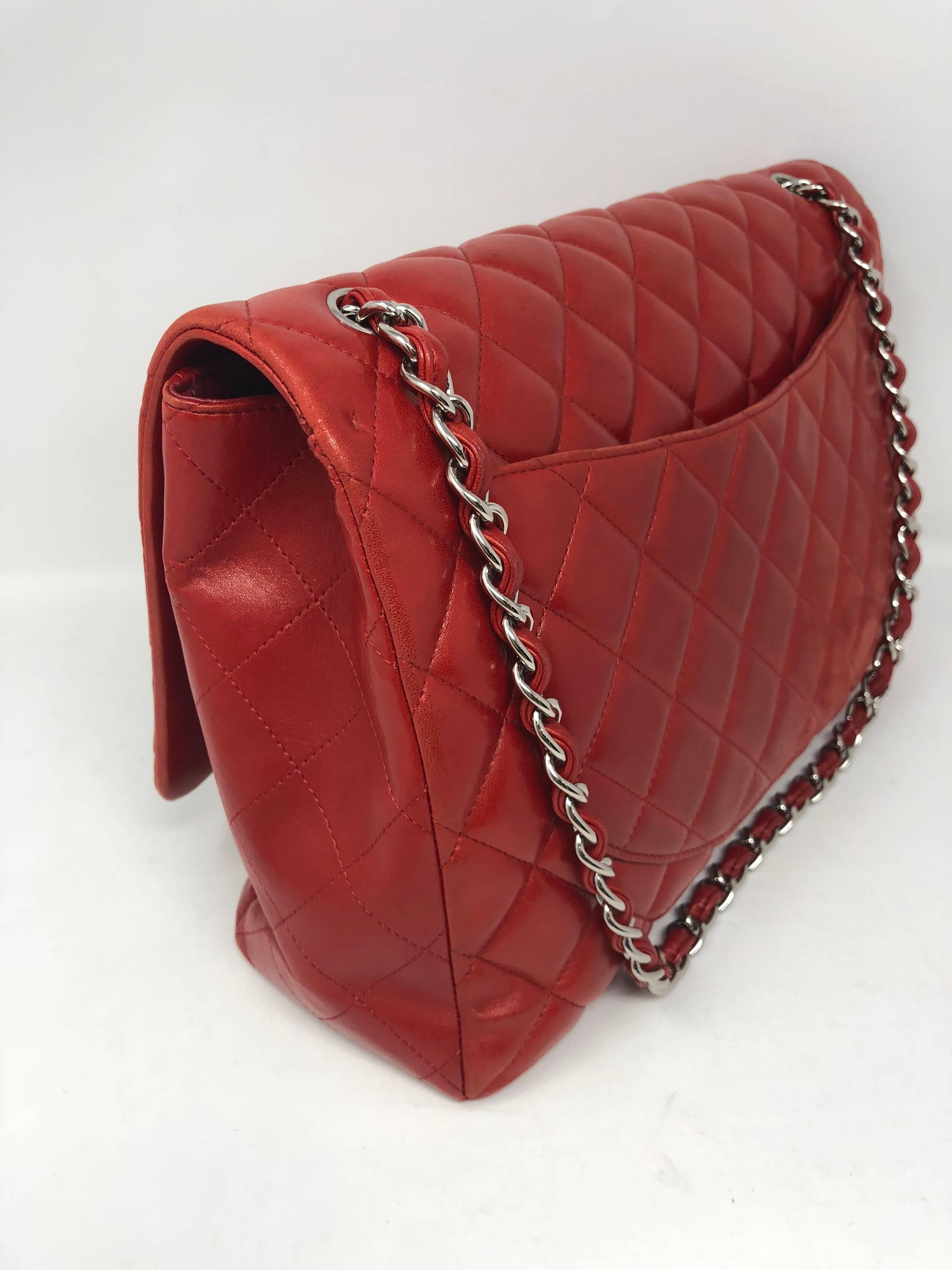 Red Chanel Maxi Lambskin Bag 1