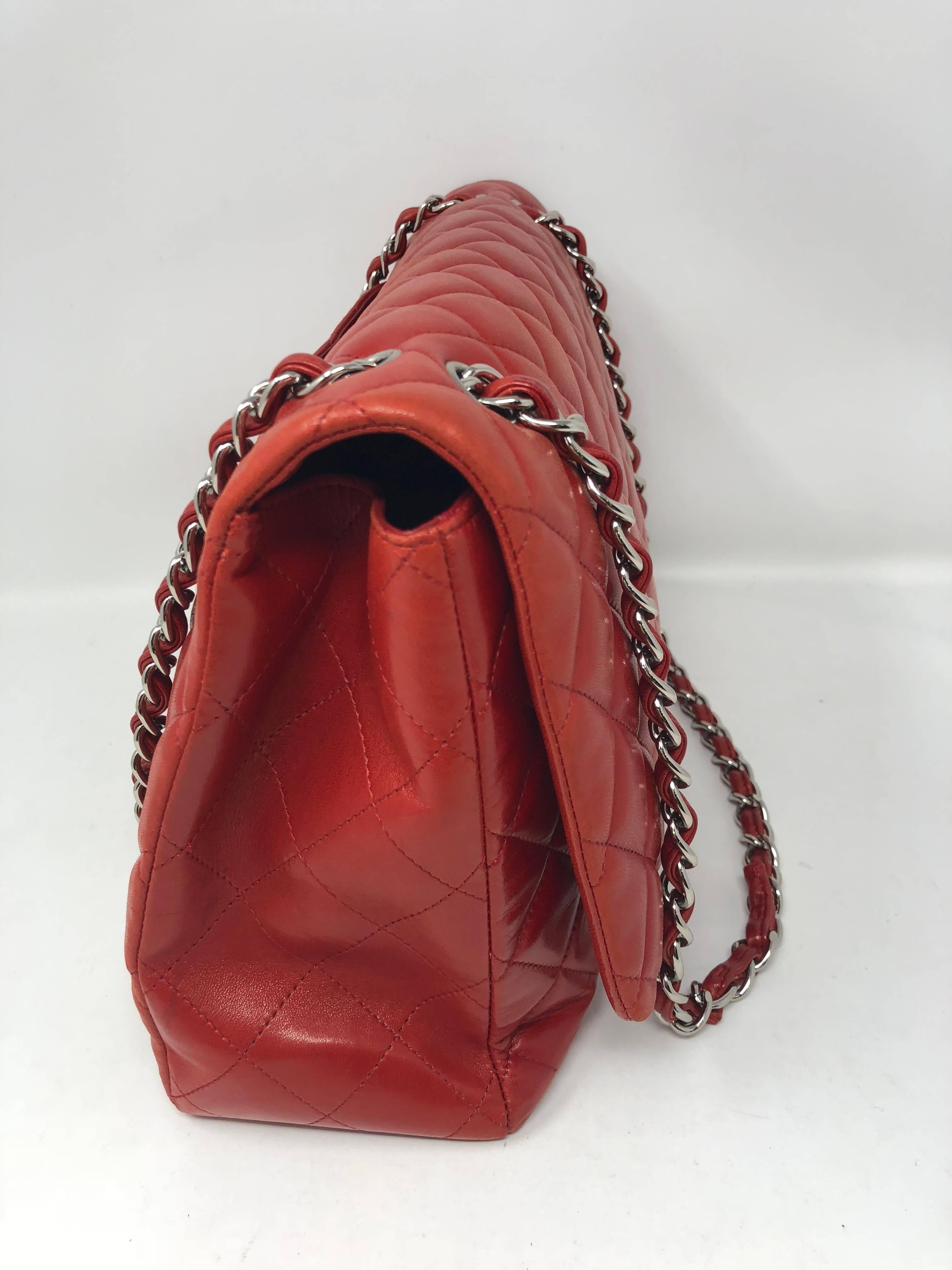 Women's or Men's Red Chanel Maxi Lambskin Bag