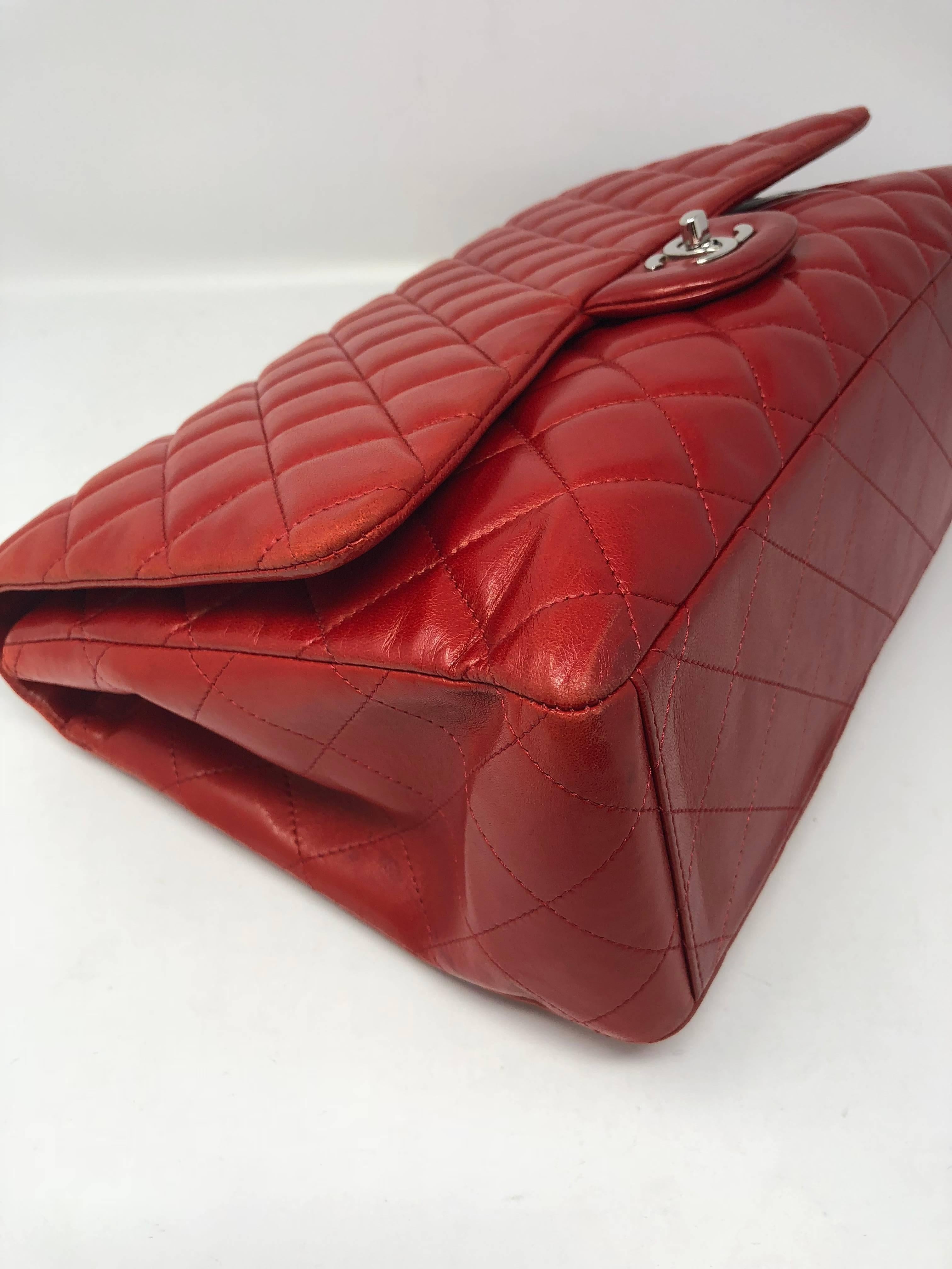 Red Chanel Maxi Lambskin Bag 9